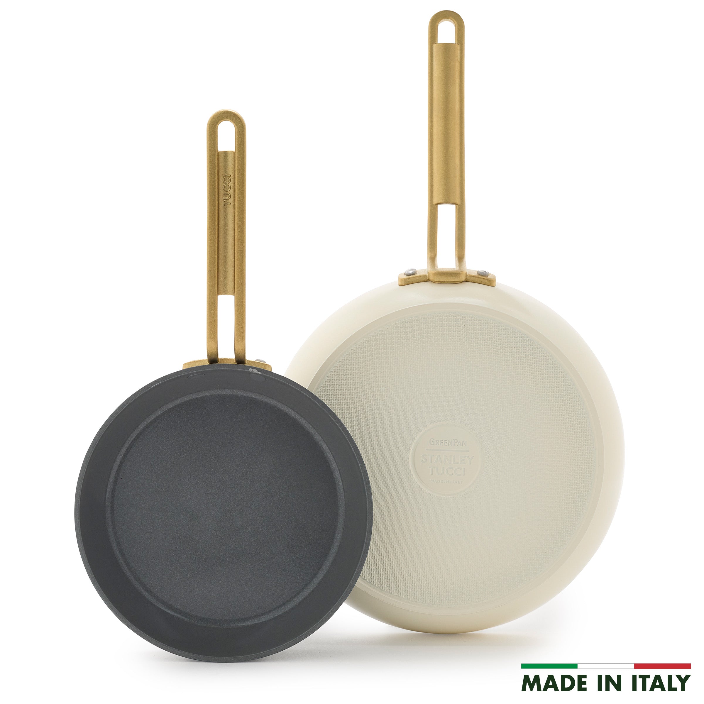 Stanley Tucci™ Ceramic Nonstick 8 & 10 Inch Fry Pan Set - Carrara White | PFOA-Free Cookware for Healthy Cooking | Perfect for Sauteing, Frying & Everyday Meals