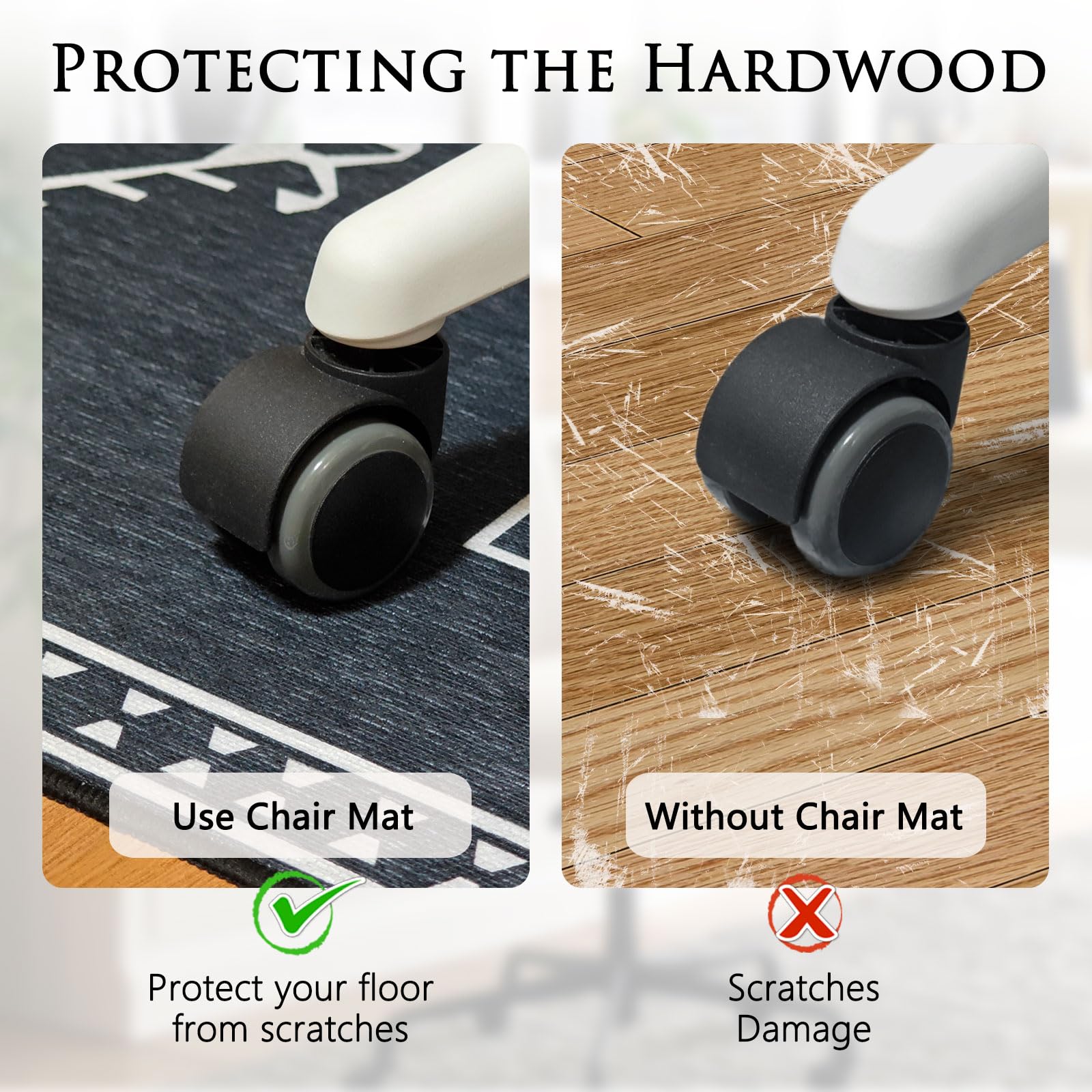 36''x48'' Office Chair Mat for Hardwood Floors - Heavy Duty Desk Chair Mat Protector for Hard Surfaces, Spillproof Under Desk Rug for Rolling & Gaming Chairs - Perfect for Home Office, Computer Workstations & Tile Floors