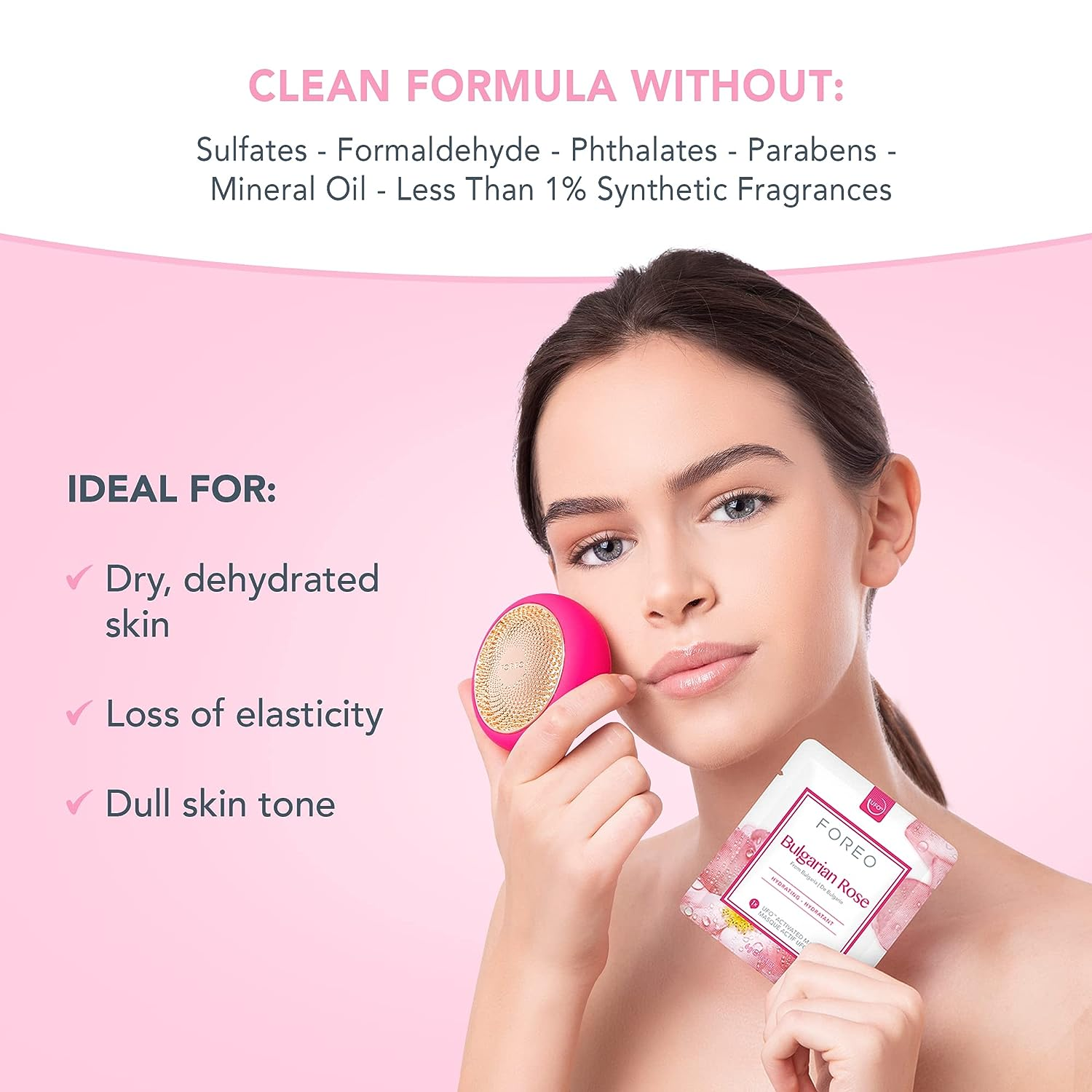 FOREO UFO Smart Facial Mask Device with Bulgarian Rose - Hydrating & Anti-Aging Treatment for Glowing Skin | Perfect for Spa Nights & Skincare Routines