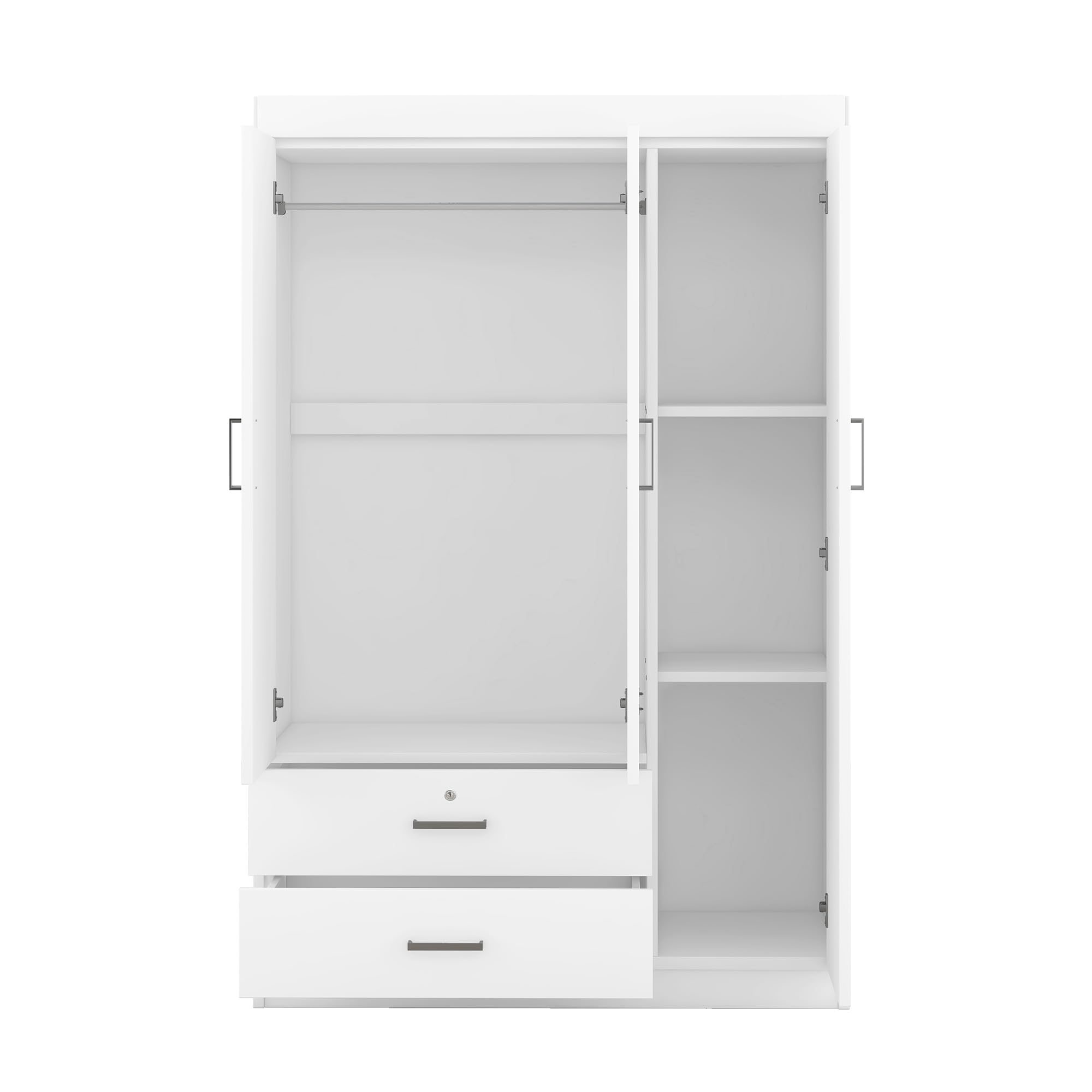 Merax 3-Door Wardrobe Cabinet with Storage Drawers, Shelves & Hanging Rail - Closet Organizer for Bedroom, Clothes Storage & Home Organization | Perfect for Small Spaces, Apartments & Dorm Rooms