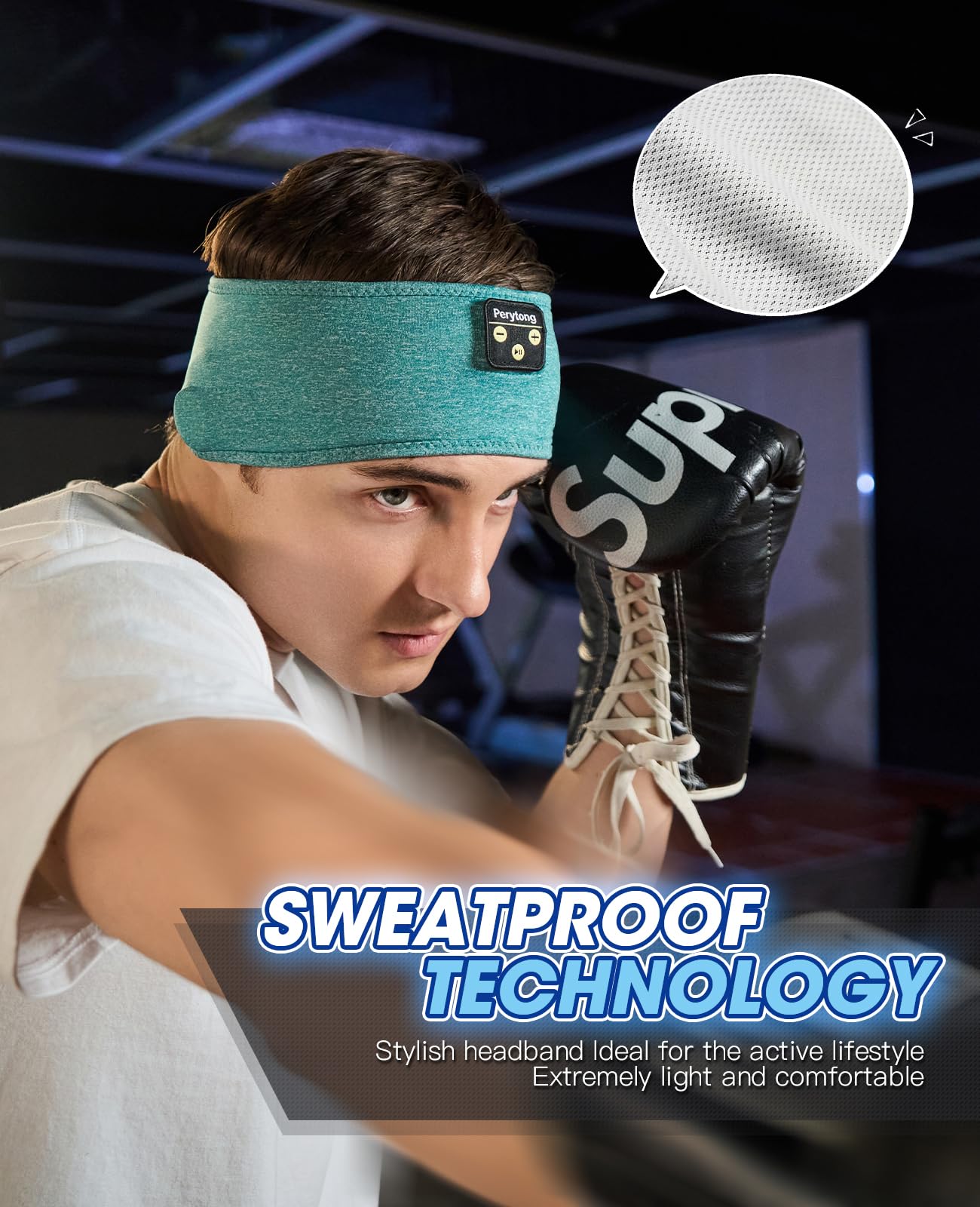 Perytong Bluetooth Sleep Headphones - Wireless Sports Headband with Ultra-Thin HD Stereo Speakers for Sleeping, Workout, Jogging, Yoga, Meditation | Comfortable for Insomnia Relief & Air Travel (Ideal for Night Use, Gym Sessions & Relaxation)