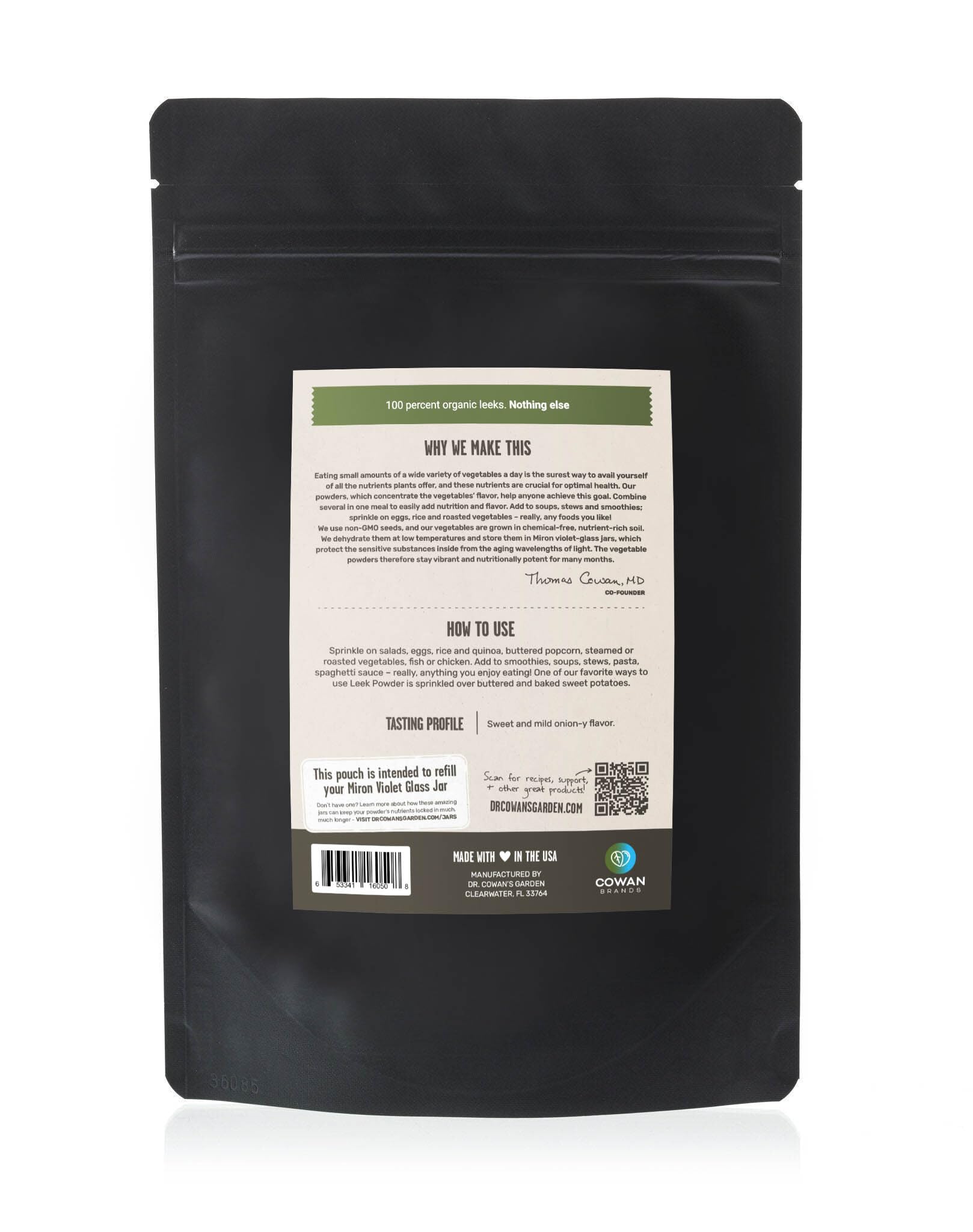 Dr. Cowan’s Garden Leek Powder - Organic Superfood Green Powder for Smoothies, Soups & Cooking | Dehydrated Vegetable Powder with 50 Servings | Nutrient-Rich for Detox, Energy & Healthy Recipes