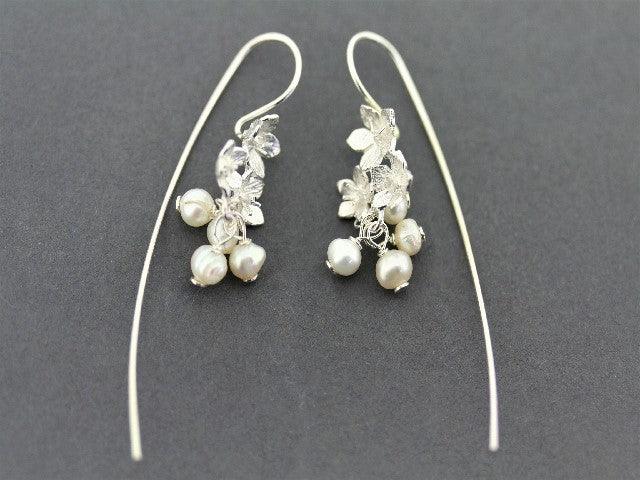 Pearl Verbena Earrings - Sterling Silver Dangle Earrings for Women, Elegant Gift for Wedding, Party & Everyday Wear