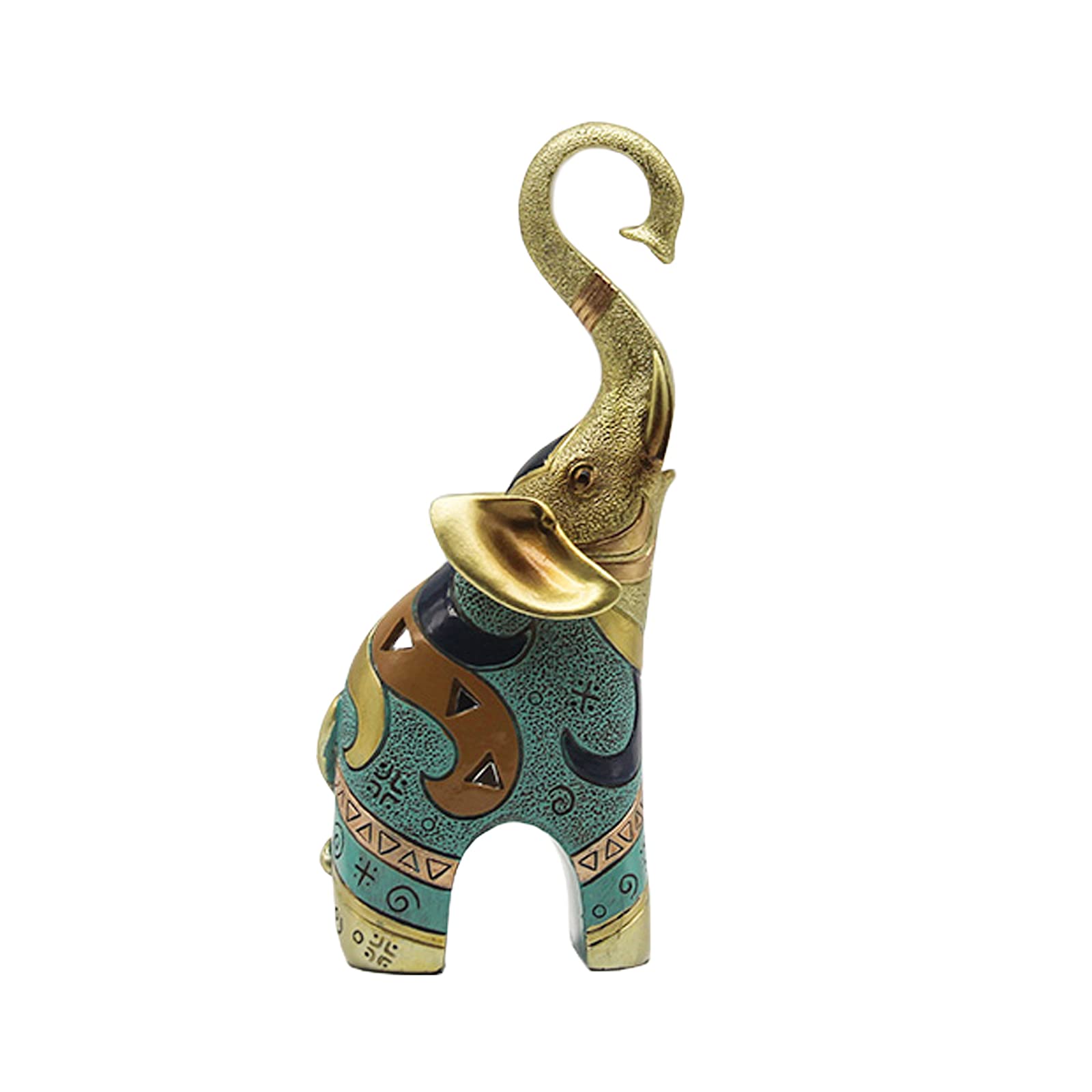 Golden Elephant Statue & Small Figurine - Elegant Home Decor for Living Room, Office & Feng Shui Gifts