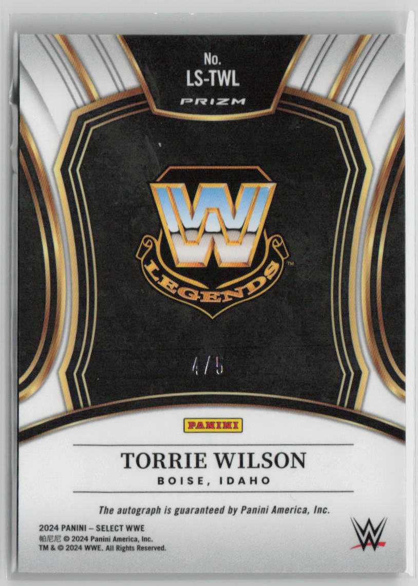 2024 Panini Select Torrie Wilson 4/5 Gold Ice Autograph #LS TWL - Rare WWE Trading Card for Collectors, Sports Memorabilia Enthusiasts - Perfect for Display, Investment & Fan Collections