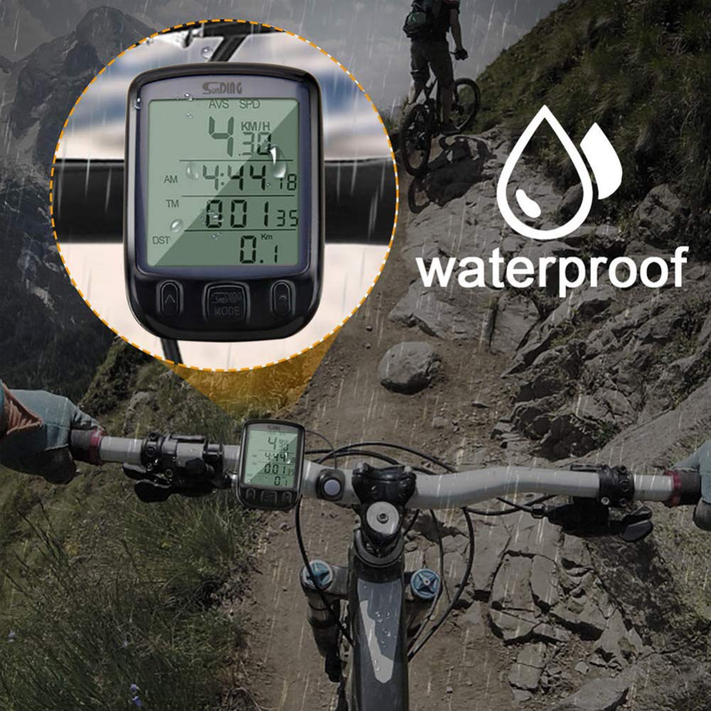 Garneck Bike Computer - Wired Bicycle Speedometer & Odometer with Multi-Function Display, Waterproof Cycling Accessory (Black) - Perfect for Road Bikes, Mountain Bikes & Commuting