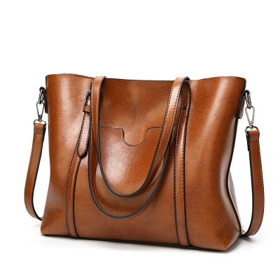 Premium Women's Oil Wax Leather Handbag - Stylish Crossbody Purse for Work, Travel & Everyday Use