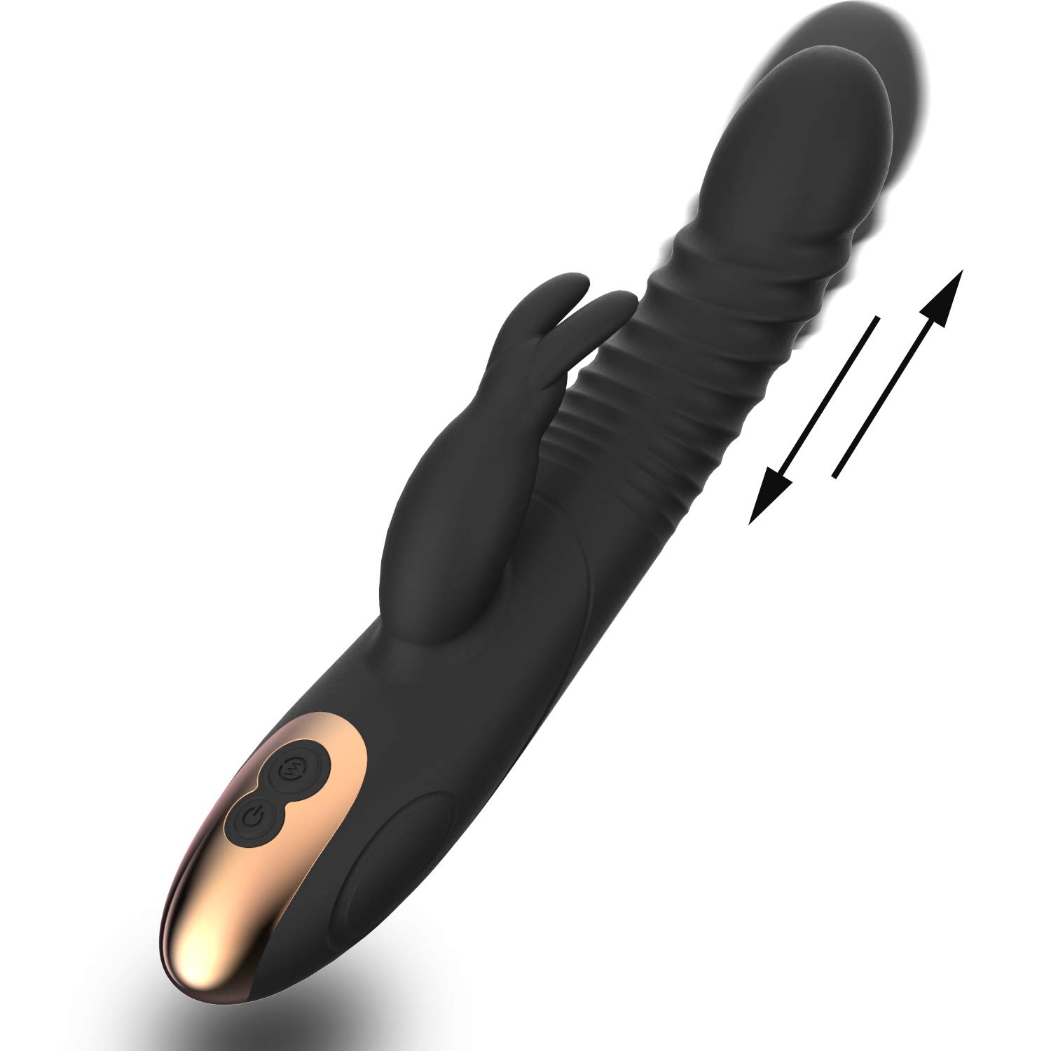 8 Speed Thrusting Rabbit Vibrator with Clitoral Stimulator - Dual Motor Anal Dildo Sex Toy for Women & Couples, 7 Thrusting Modes, Waterproof & Rechargeable - Perfect for Solo Play & Couples Intimacy, Black