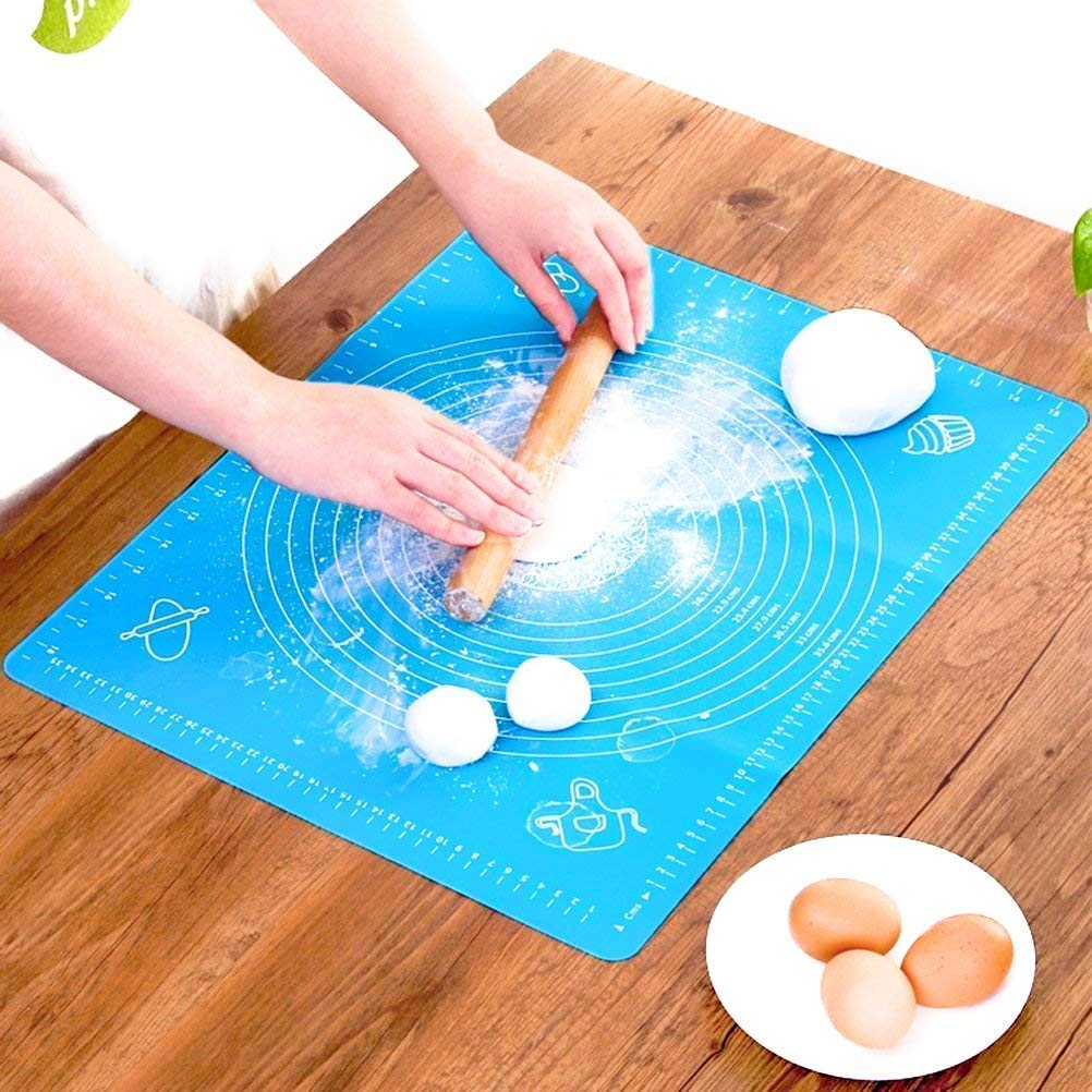 JAPP Silicone Baking Mat - Non-Stick Pastry Rolling Mat with Measurements for Fondant, Dough & Cookie Making - Reusable Kneading Mat (50x40cm) - Perfect for Home Bakers, Cake Decorating & Kitchen Baking Needs