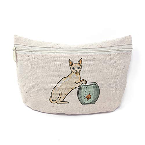 Custom Devon Rex Cat Canvas Makeup Bag - 9x6 Inch Natural Design Pencil Pouch for School Supplies & Travel Toiletries | Perfect for Students, Artists & Cat Lovers