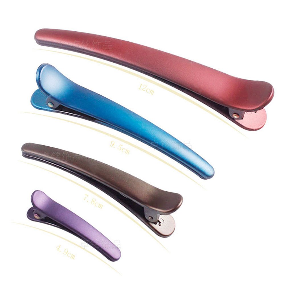 12PCS Professional Hair Barrettes Duck Bill Teeth Hair Clips - Non-Slip Band Clips for Salon & Home Use - Multicolor Plastic/Metal Alligator Bows (4.9CM) - Perfect for Styling, Braiding & Securing Hair
