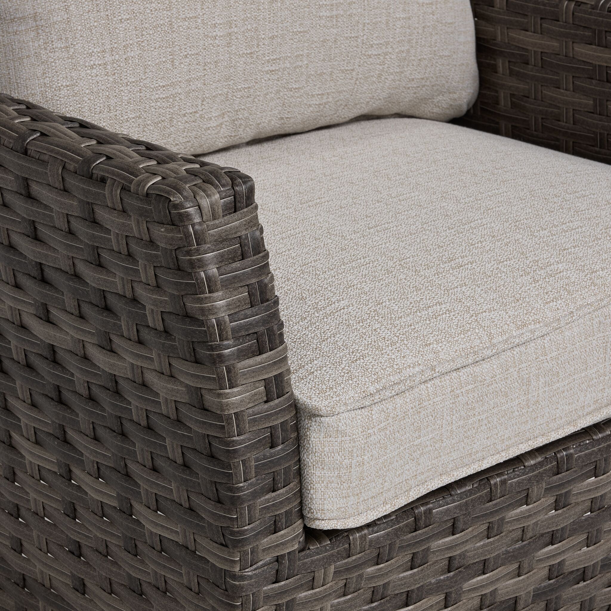 Acadia Outdoor Lounge Chair - Comfortable Patio Furniture for Relaxing, Grey & Beige - Perfect for Backyard, Poolside, and Garden Use