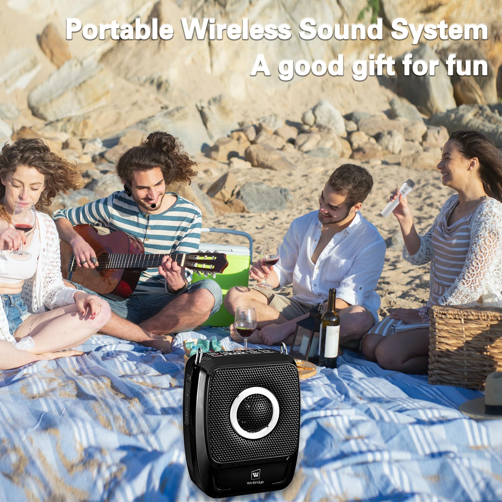 25W Portable Wireless Voice Amplifier with Dual Professional Microphones - Bluetooth Speaker & Megaphone PA System for Teachers, Presenters, Outdoor Events, Indoor Classes and Public Speaking