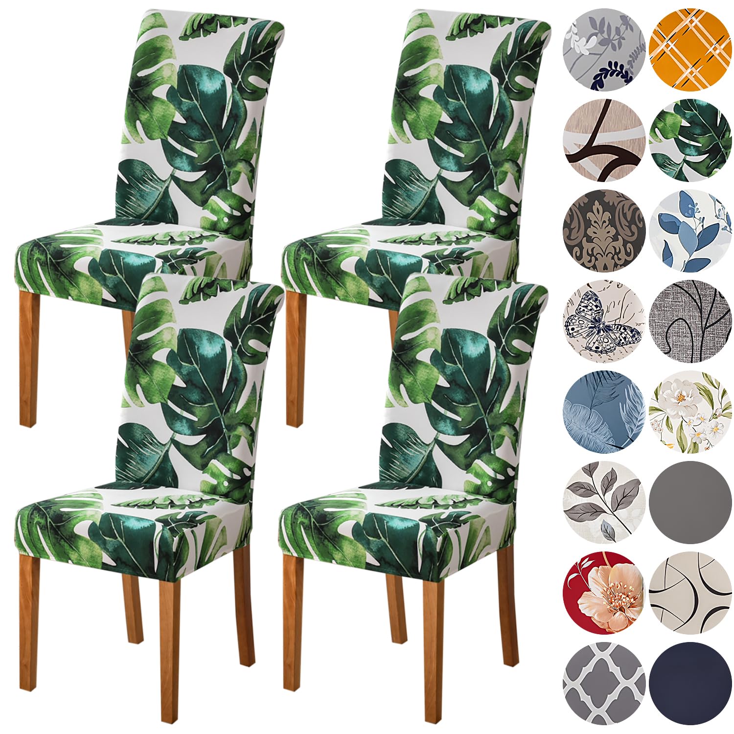 Stretch Spandex Green Parsons Chair Slipcovers - Set of 4 Washable Dining Room Chair Covers | Anti-Dust Kitchen Seat Covers for Wedding, Party & Home Decor | Perfect for Formal Dining, Events & Everyday Use