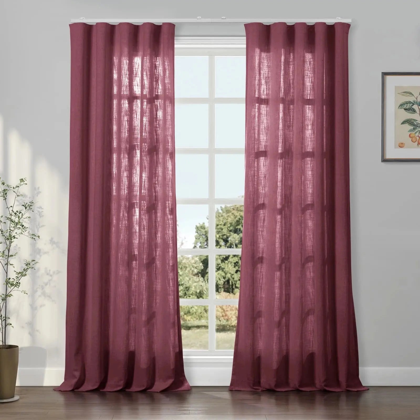 Liz Linen Ripple Fold Drapery Curtains - Elegant Window Treatments for Living Room & Bedroom Decor