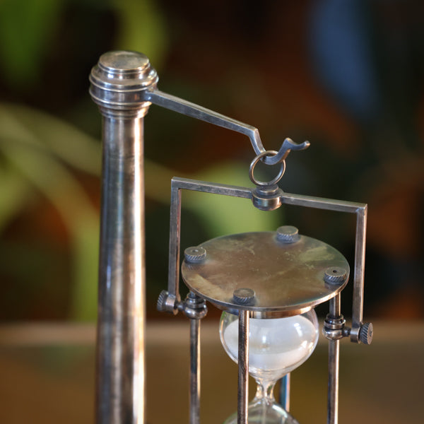 Premium Silver 30-Minute Hourglass Timer with Wooden Stand - Perfect for Board Games, Meditation & Home Office Decor