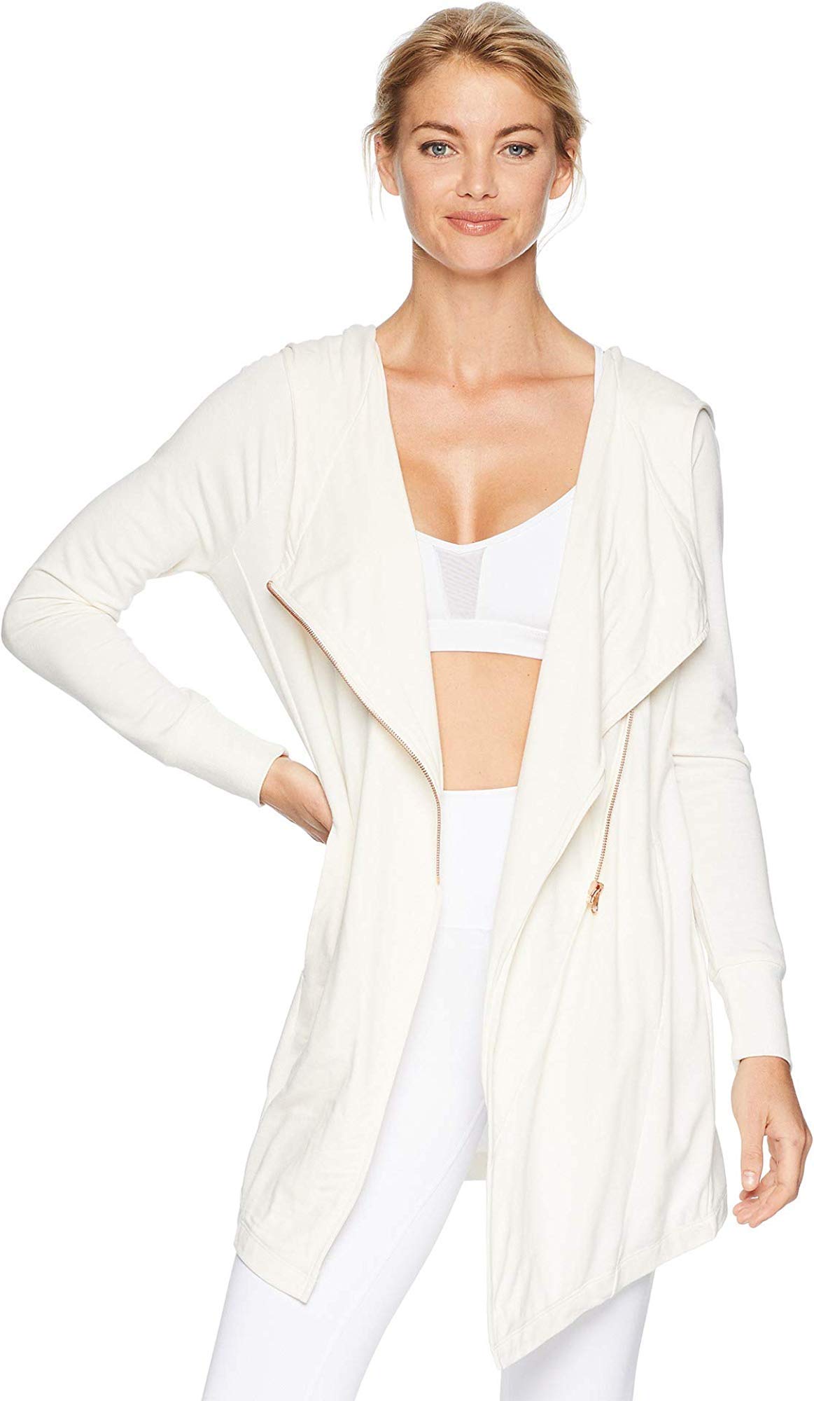 Onzie Women's Lightweight Wrap Jacket - Breathable Yoga Cover Up for Women, Ivory/Off-White, Small/Medium - Perfect for Yoga, Pilates, Beach Cover-Up & Casual Wear