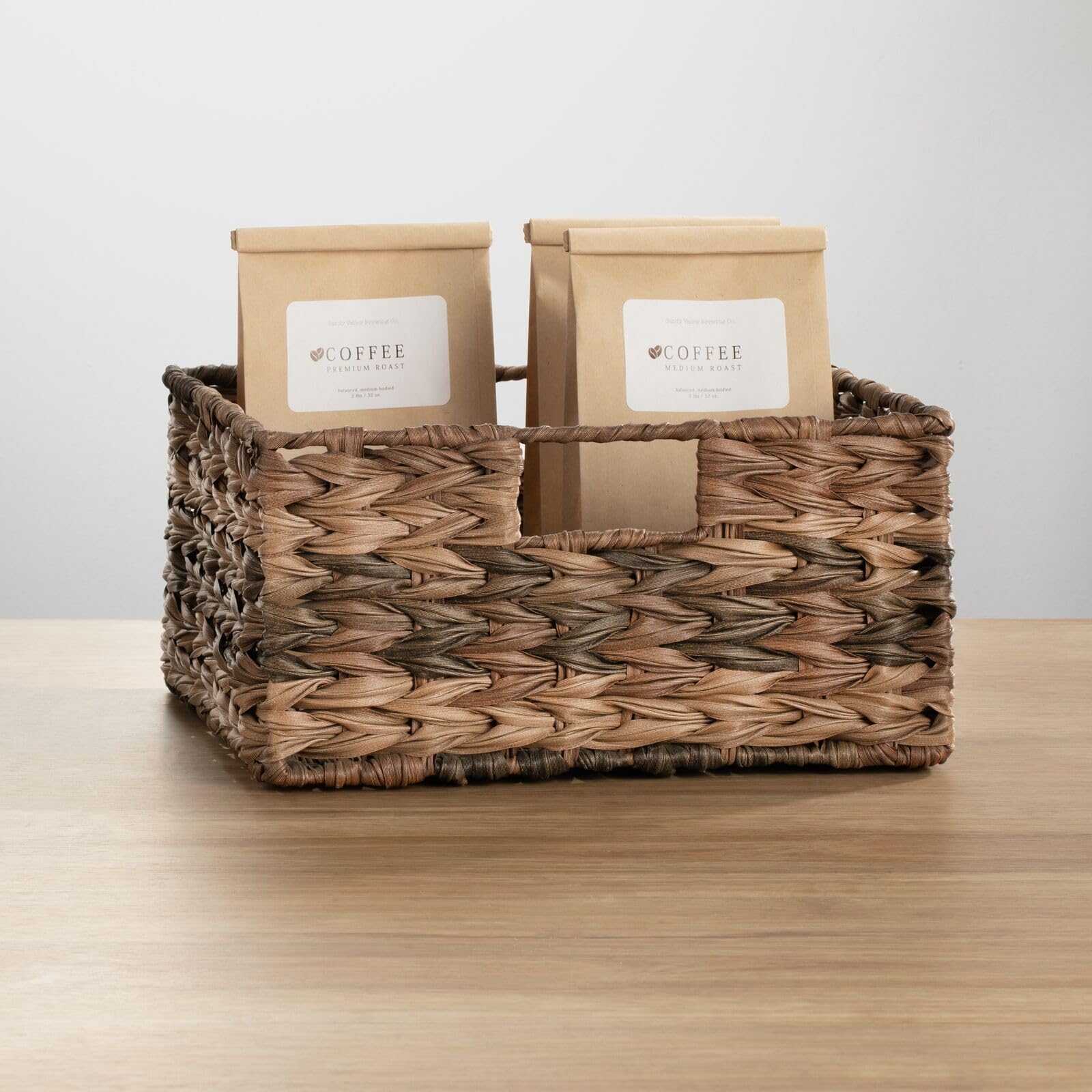 mDesign Woven Plastic Storage Bins - 6 Pack Brown Ombre Baskets (12x13x6 Inches) for Home Organization, Closet, Bathroom & Nursery Storage
