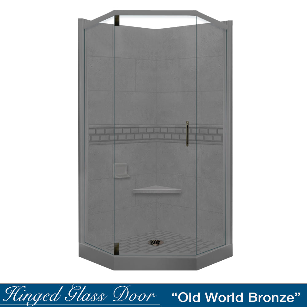 Neo Angle Wet Cement Sistine Stone & Subway Tile Shower Remodel Kit - DIY Bathroom Renovation for Modern Home Upgrade