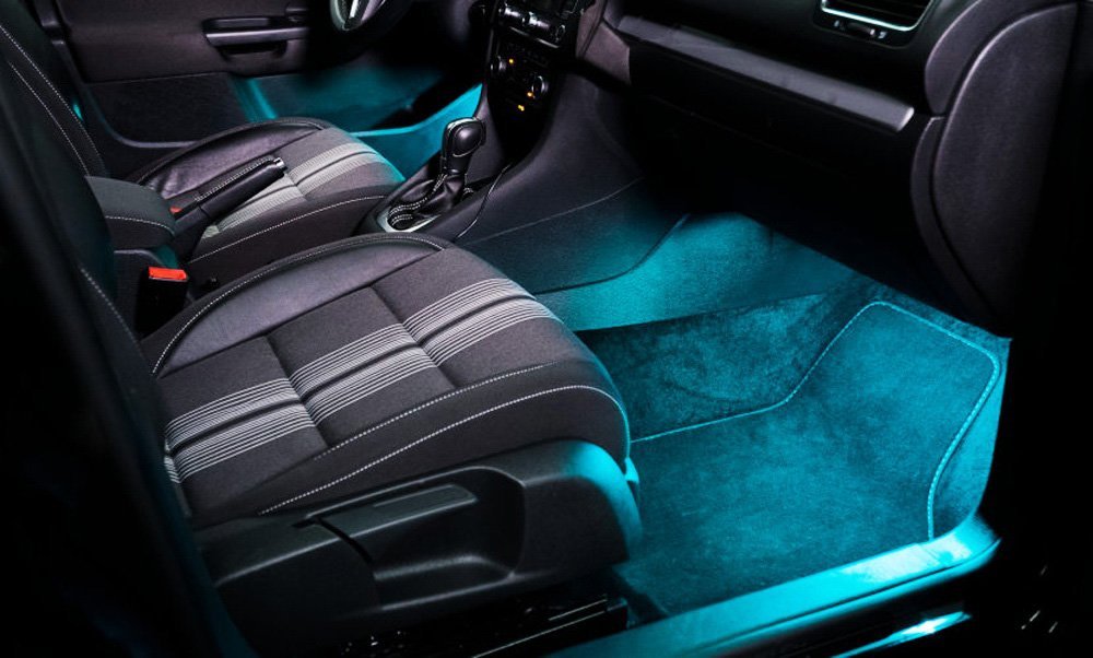 4-Piece Ice Blue LED Ambient Lighting Kit for Car Interior - 5V USB Powered - Enhance Your Vehicle's Mood Lighting for Night Driving & Custom Decoration