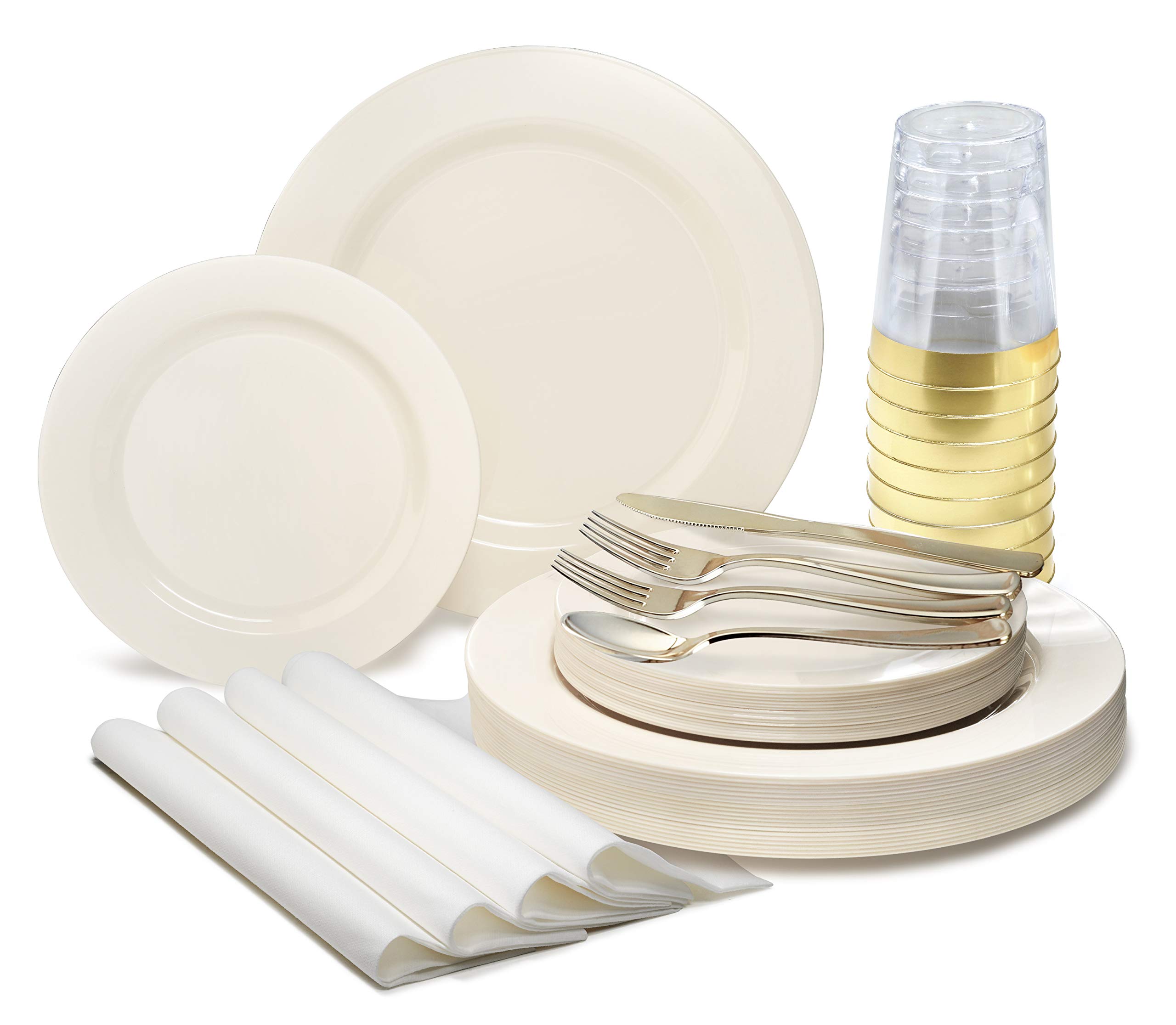 960-Piece Heavyweight Disposable Plastic Plate Set for Weddings & Parties - 120 x 10.5