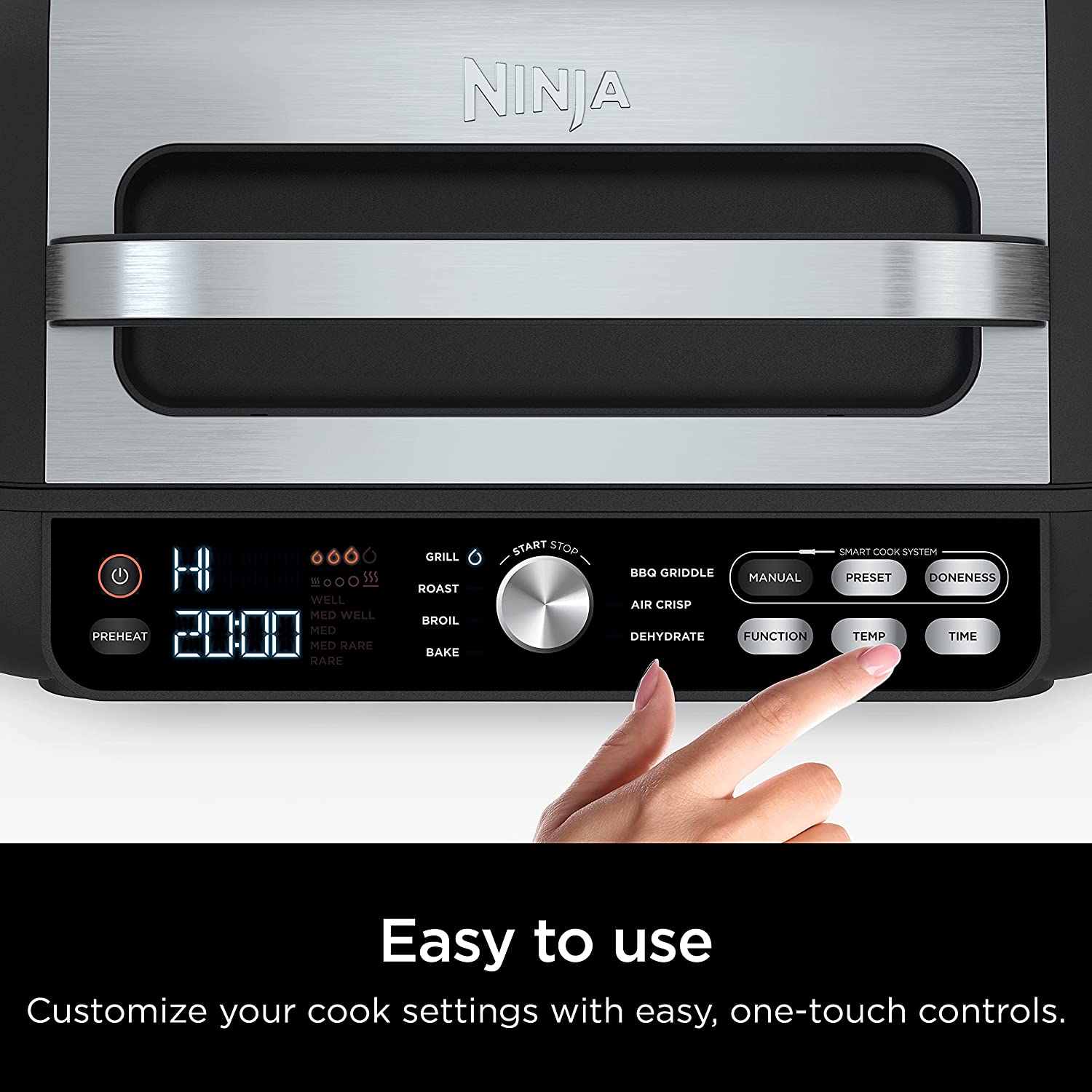 Ninja IG651 Foodi Smart XL Pro 7-in-1 Indoor Grill & Griddle Combo with Air Fry, Dehydrate, Smart Thermometer - Perfect for Grilling, Frying & Cooking Healthy Meals at Home