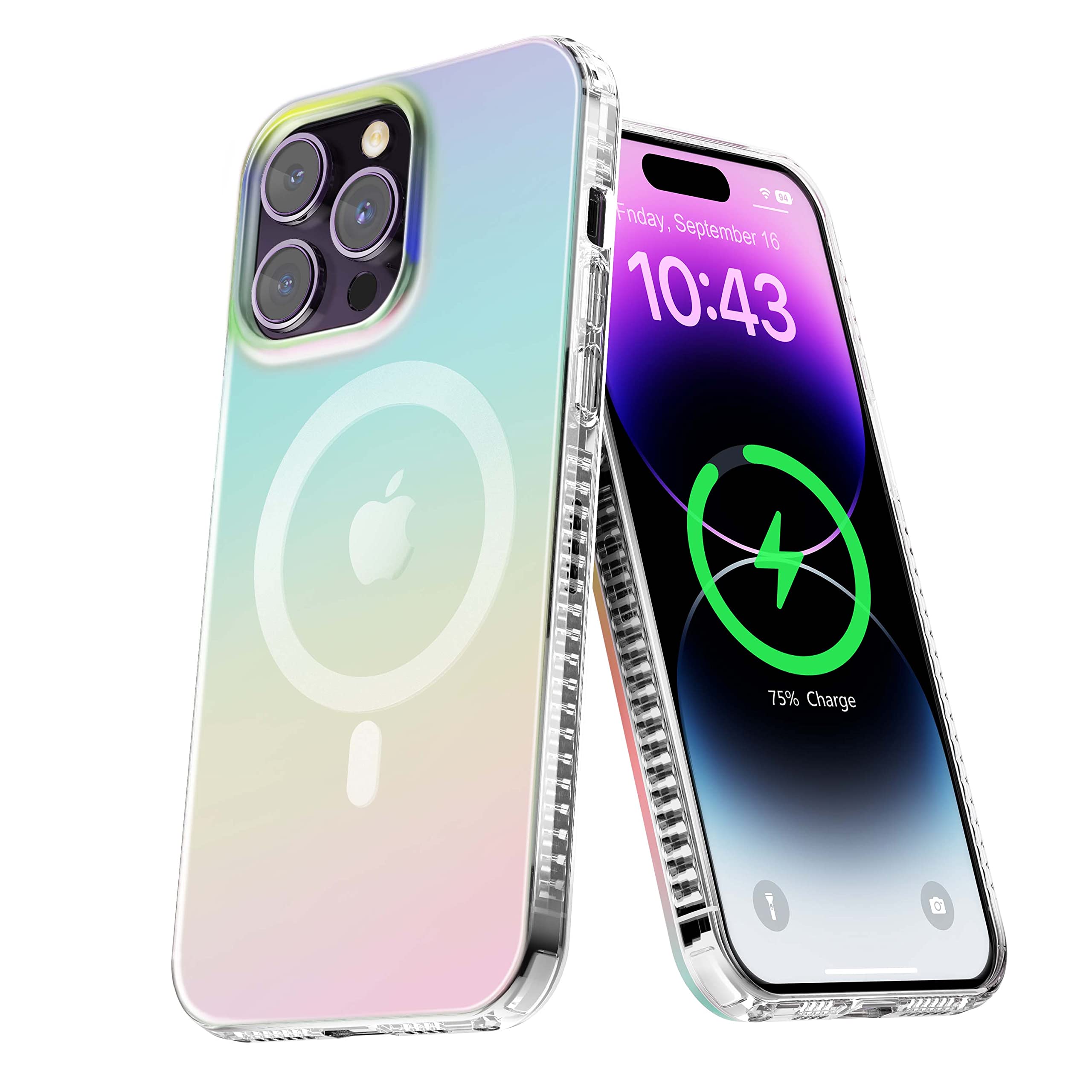 **Magnetic Iridescent Clear iPhone 15 Pro Case | MagSafe Compatible | Military-Grade Shockproof Protection | Slim & Durable Cover for Men & Women | Perfect for Everyday Use & Outdoor Activities**