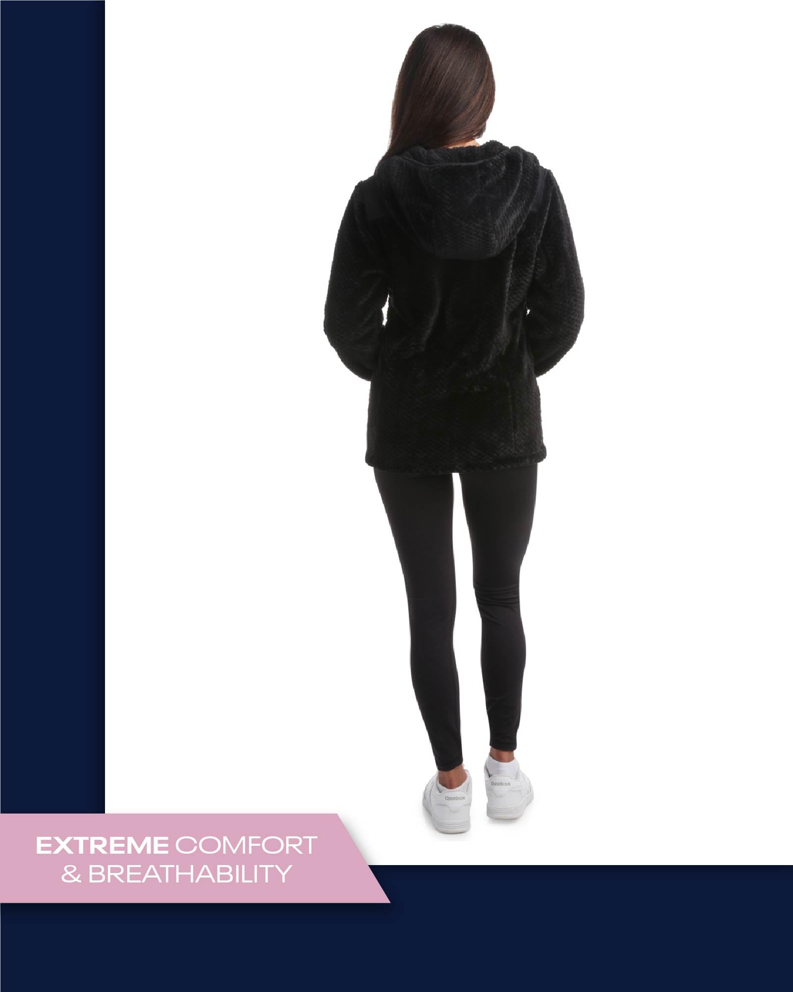 Reebok Women's Fleece Zip-Up Hooded Jacket - Warm Winter Coat with Insulation for Cold Weather - Snow Jacket for Women (S-XL) - Perfect for Outdoor Activities, Skiing & Casual Wear