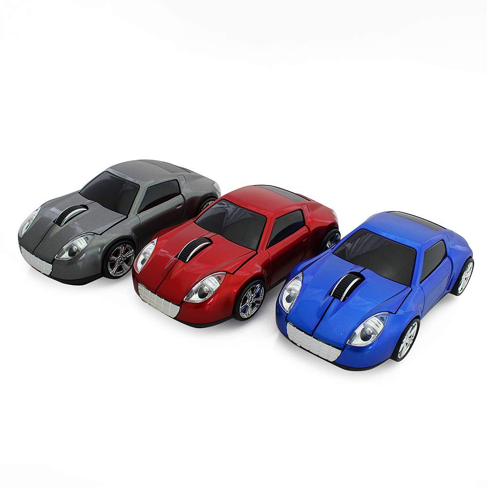 Wireless Sports Car Mouse - Optical USB Computer Mouse for PC & Laptop - Portable Mini Gaming Mouse (Gray) - Perfect for Office, Gaming & Travel Use