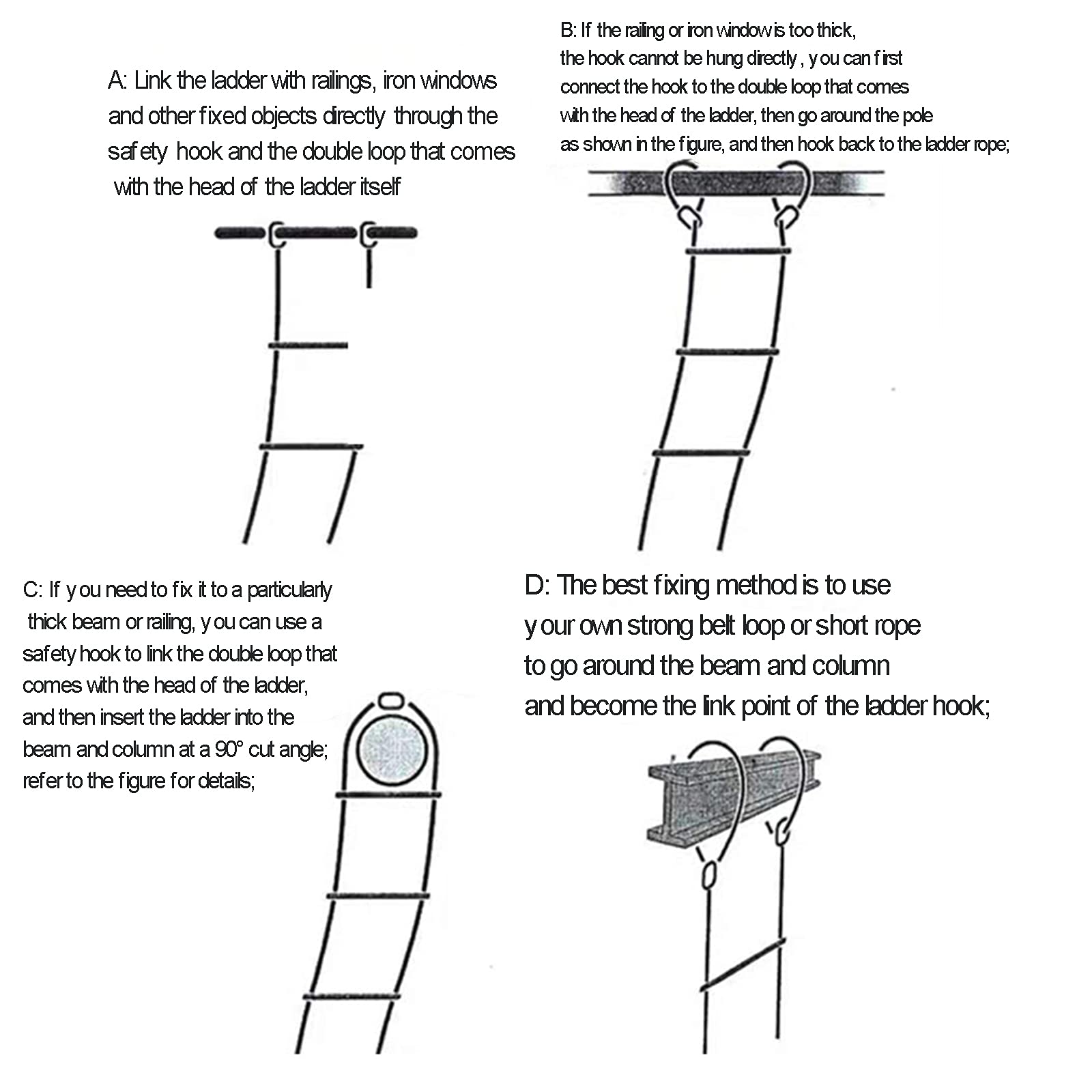 Fireproof Metal Safety Rope Ladder with Hooks - 10m/32.8ft Alloy Steel Wire Escape Ladder for Emergency Fire Exit & Home Safety (Ideal for Apartments, Offices & Emergency Preparedness Kits)