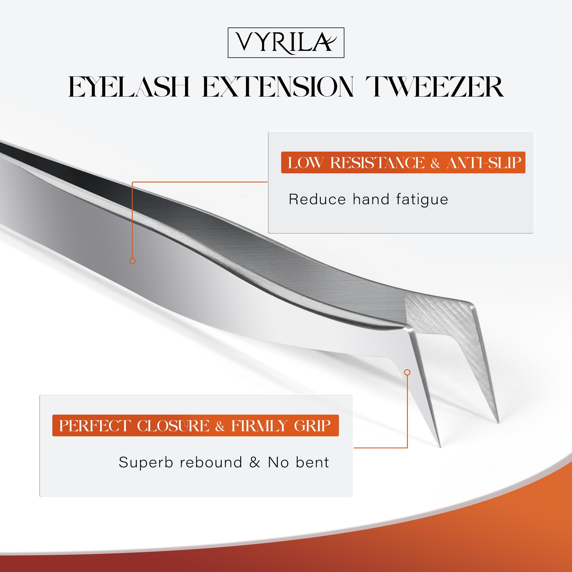 VYRILA Professional Eyelash Extension Tweezers - High Precision Stainless Steel Lash Tweezers for 2D-10D Volume Fan Making | Perfect for Lash Technicians & DIY Home Use | Salon-Grade Eyelash Extension Tools for Flawless Application