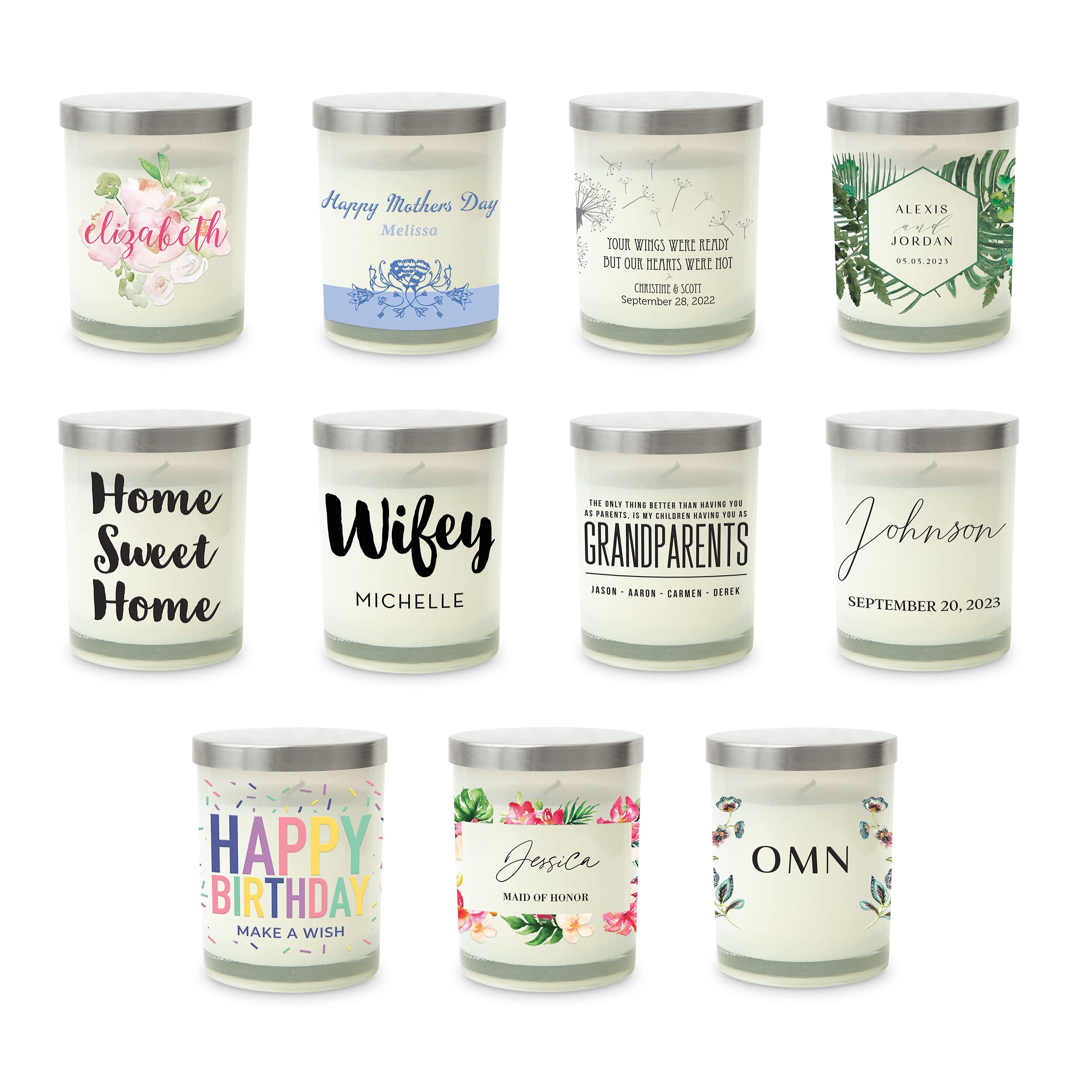 Weddingstar Custom 9oz Glass Jar Gift Candle with Lid - Unscented Home Sweet Home Decor for Weddings, Anniversaries & Romantic Home Ambiance