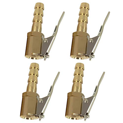 KXA 4-Piece 6mm Auto Air Pump Chuck Clip - Brass Tire Inflator Valve Connector for Car & Truck Tires | Quick Inflation for Roadside Emergencies, Garage Use & RV Maintenance