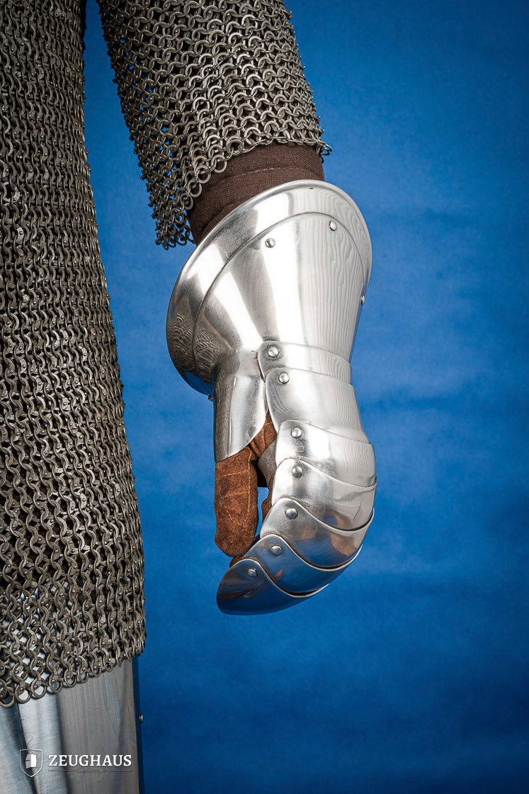 15th Century Mitten Gauntlets - 1.6mm Polished Steel Armor for Medieval Reenactment & LARP Battles