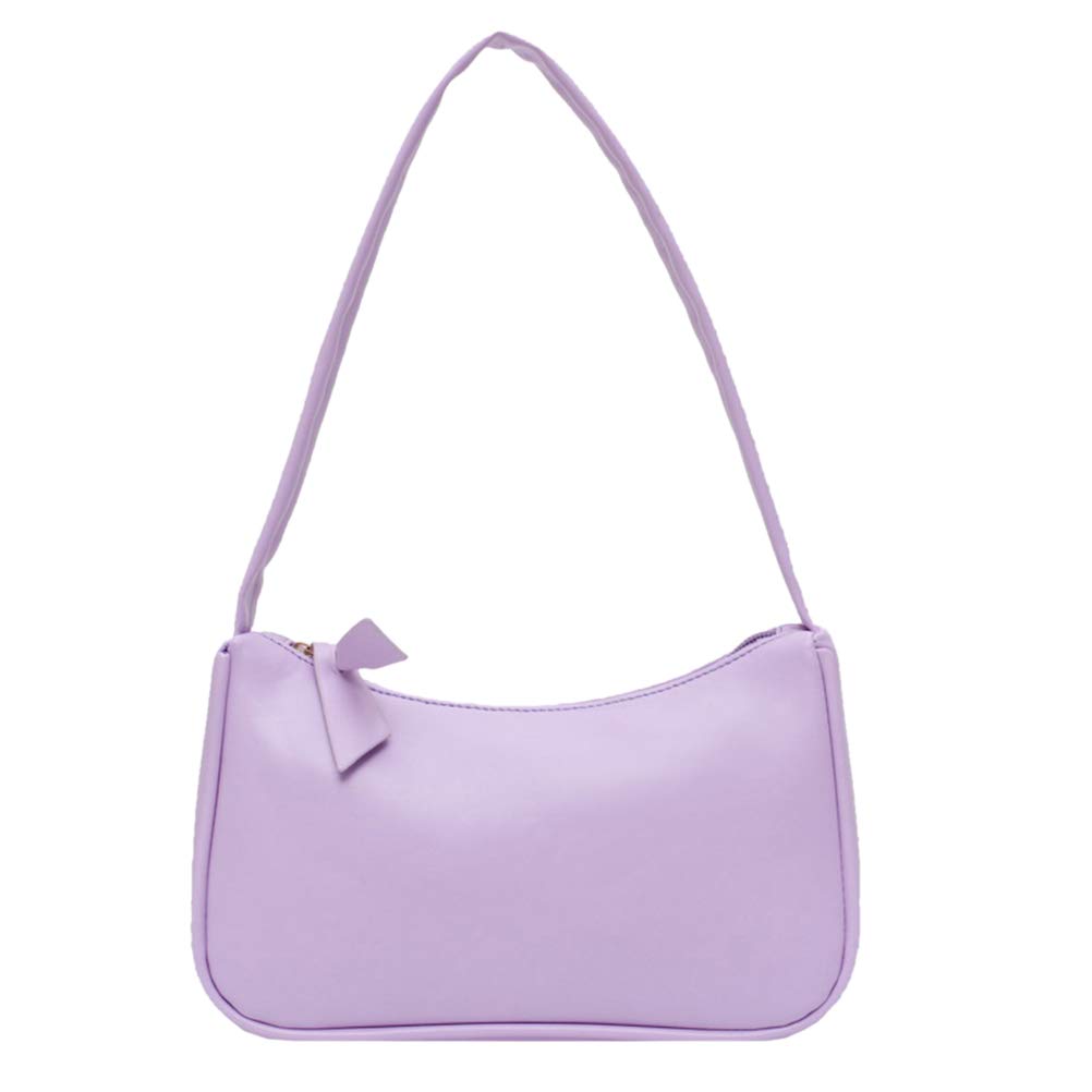Women's Retro Leather Shoulder Bag - Classic Zipper Tote Purse for Work & Travel (Purple)
