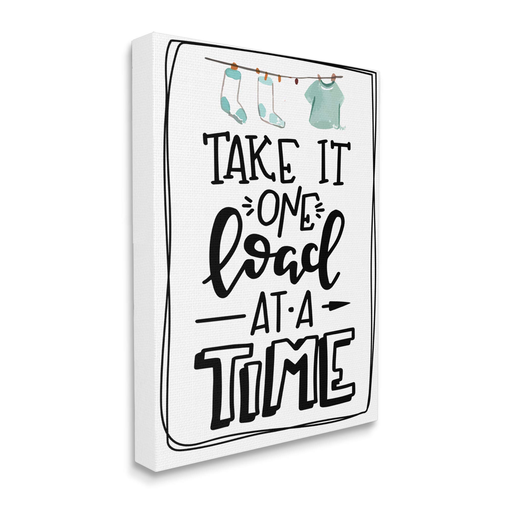 Stupell Industries Funny Laundry Room Sign - 'One Load at A Time' Humorous Clothesline Wall Art - Perfect for Laundry Room Decor & Housewarming Gifts