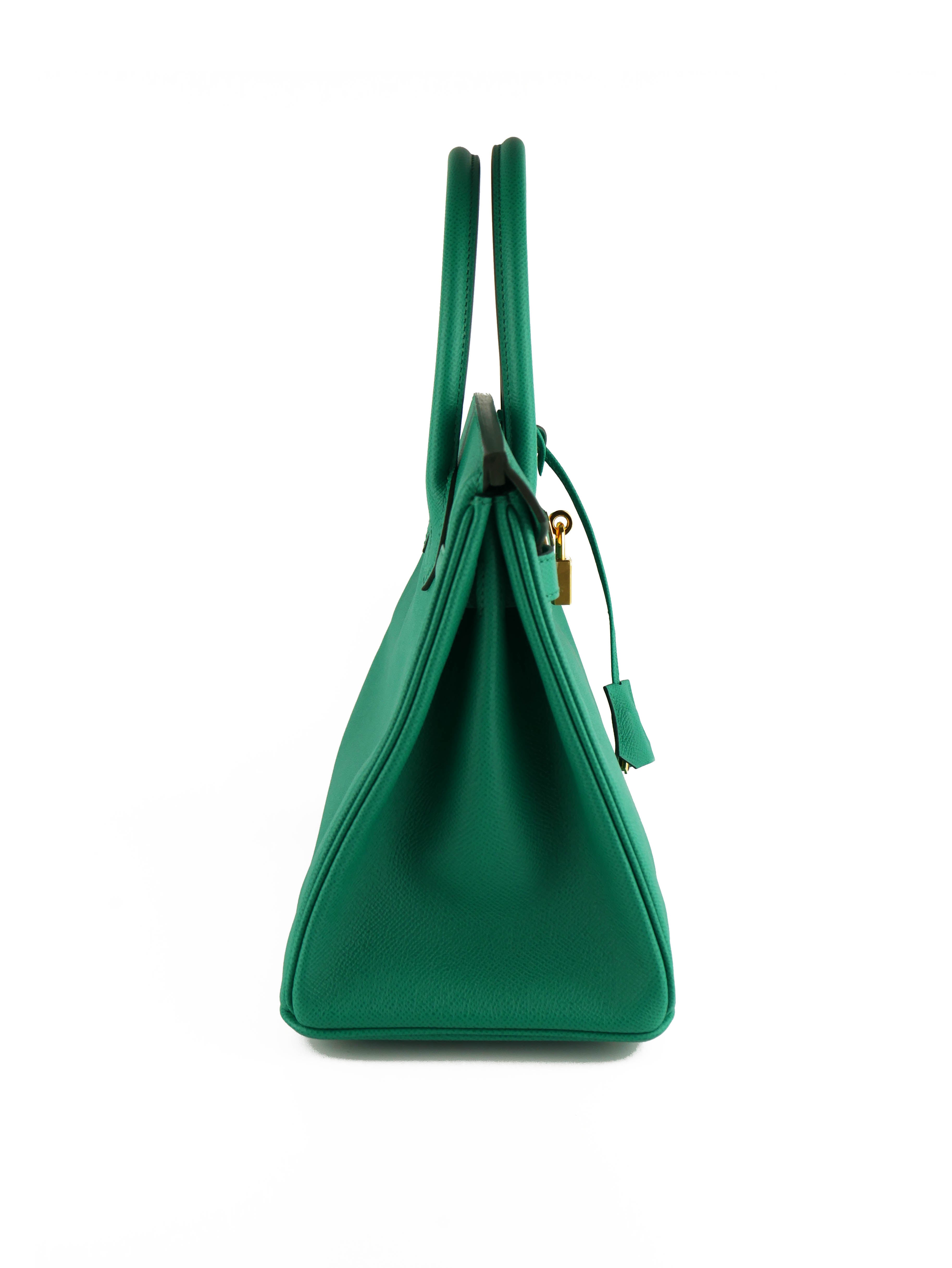 Authentic Hermes Birkin 30 Handbag in Vert Jade Green - Luxury Tote Bag for Women, Perfect for Work, Travel & Special Occasions