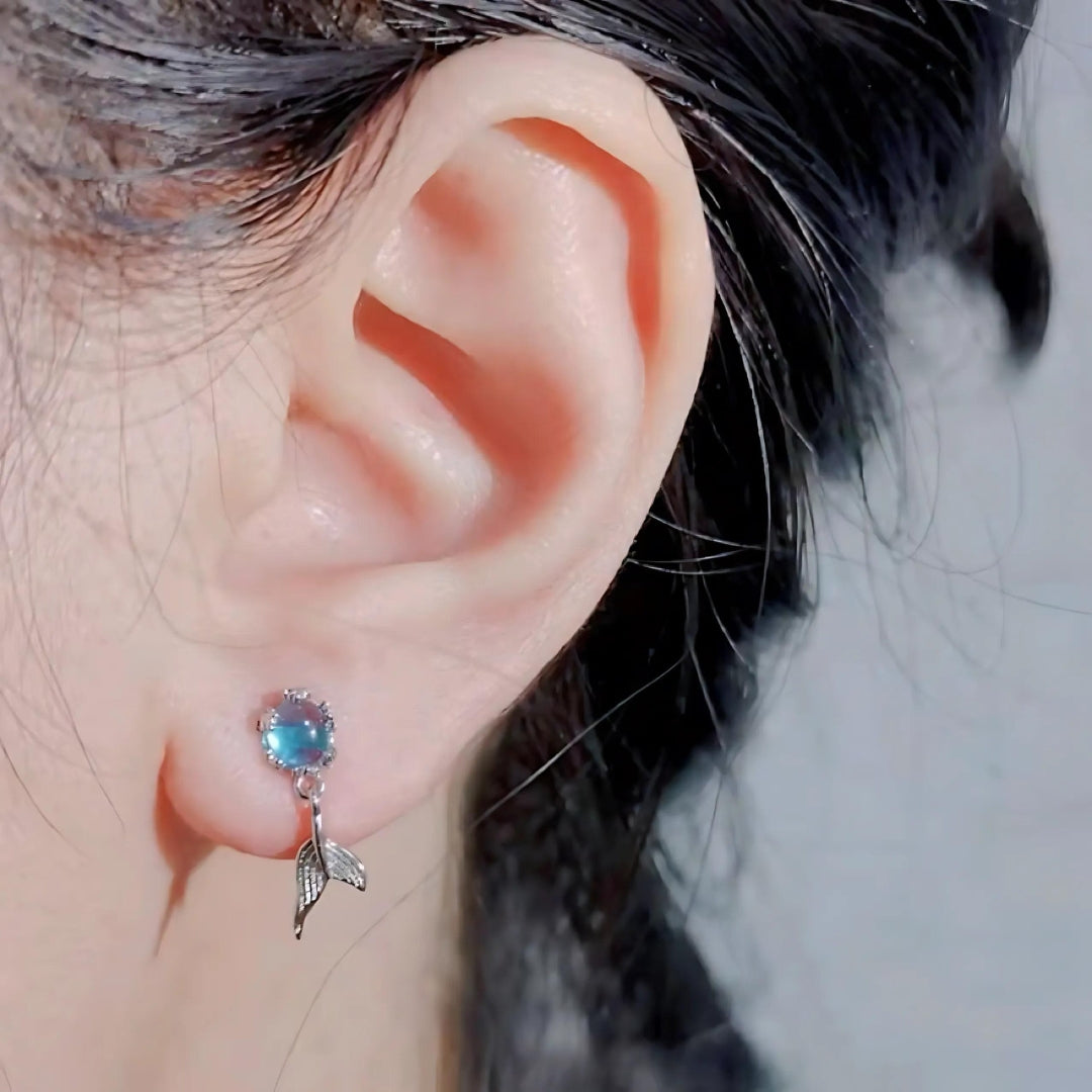 Whale Tail Blue Ocean Drop Earrings for Women - Handmade Dangle Jewelry - Perfect for Beach Wedding, Boho Style & Summer Outfits | A28