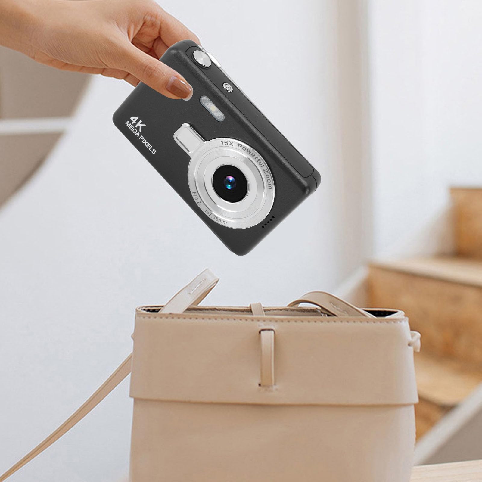 **12MP Digital Camera with 16X Zoom & 1080P Autofocus - 2.4 Inch TFT Screen Compact Point and Shoot Camera for Kids, Boys & Girls (Black) - Perfect for Travel, Parties & Outdoor Adventures**