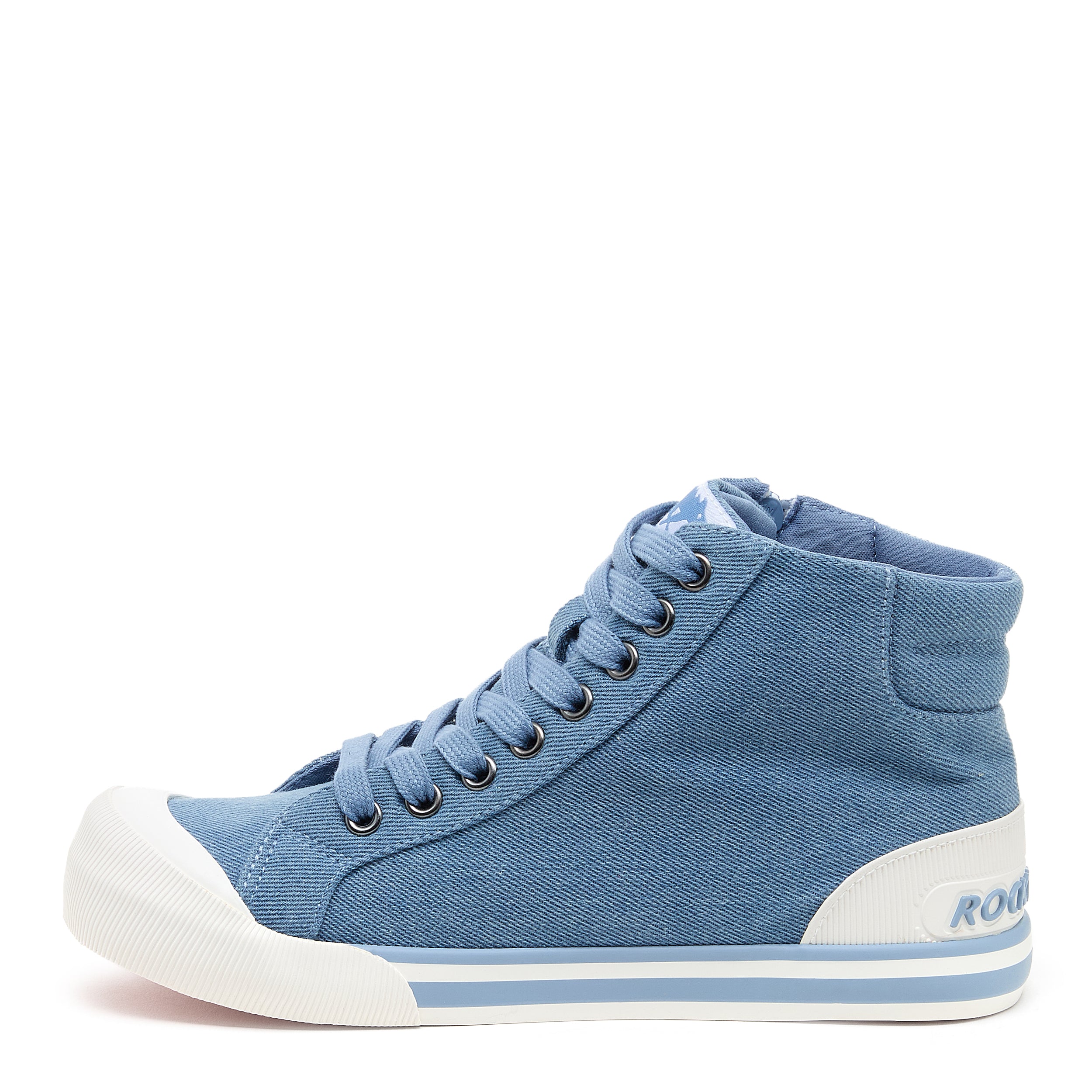 Jazzin Denim High Top Sneakers for Women - Vintage Retro Style Casual Shoes - Perfect for Streetwear, Concerts & Everyday Fashion
