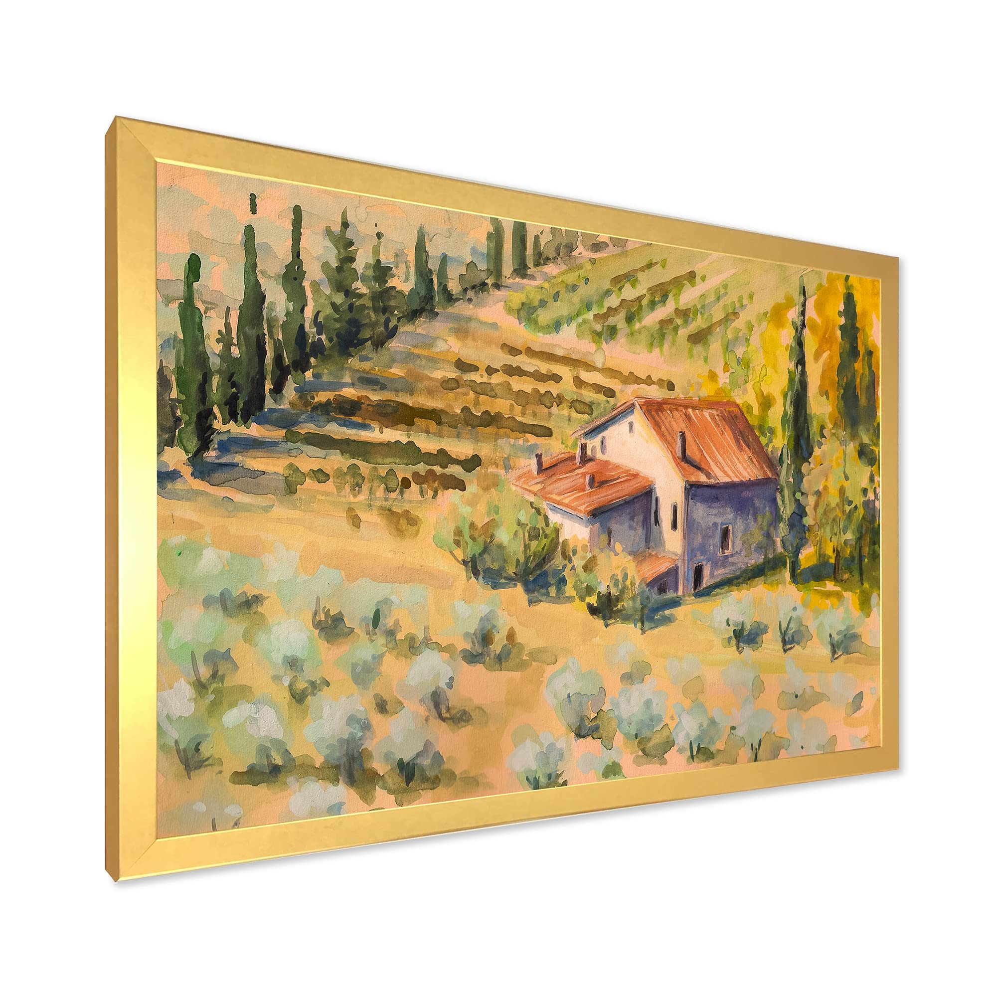 DesignQ Little Farm In Countryside Framed Wall Art - Rustic Country Farmhouse Decor for Living Room, Bedroom & Kitchen