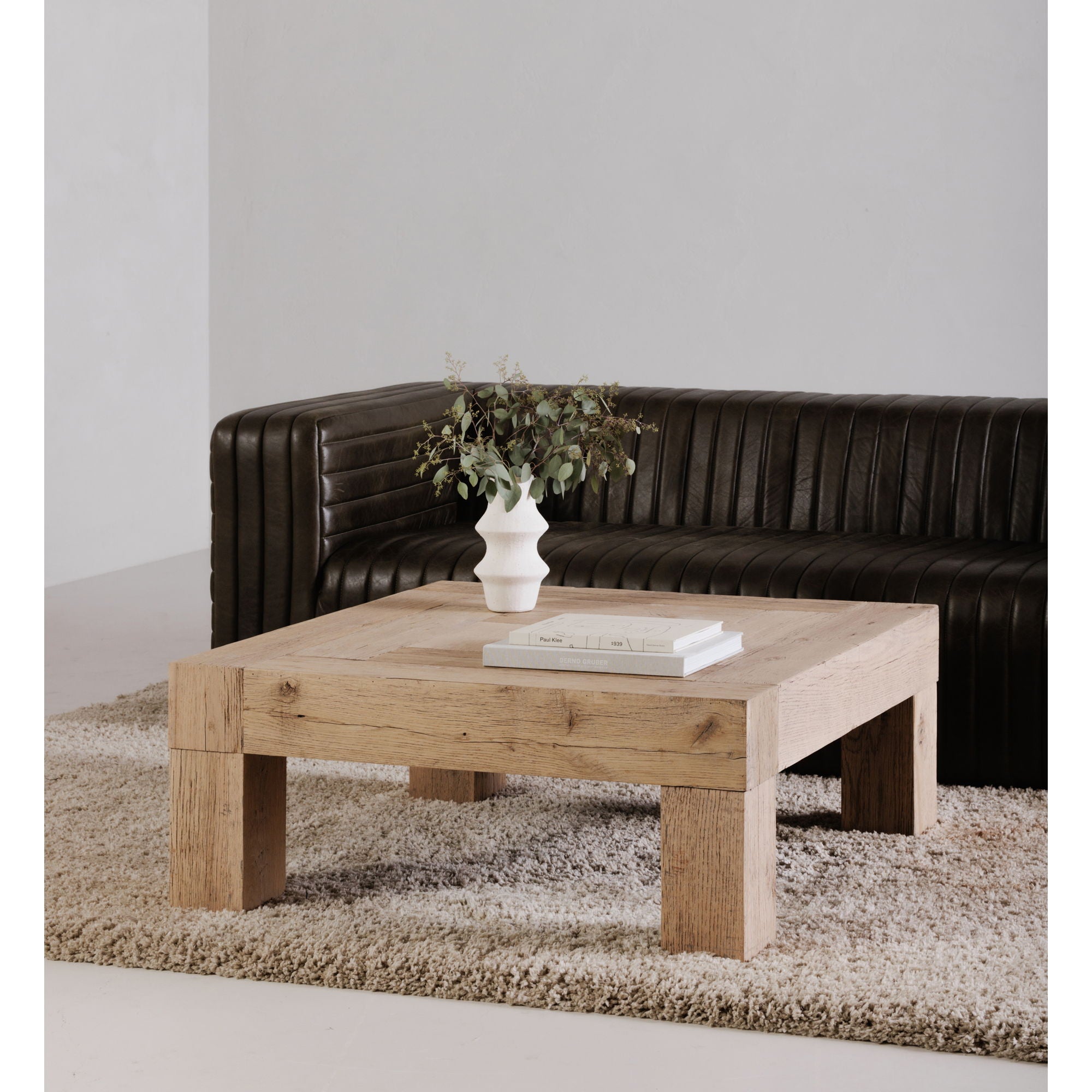 Rustic Aged Oak Coffee Table - Solid Wood Living Room Center Table for Home Decor | Perfect for Farmhouse, Modern & Traditional Interiors