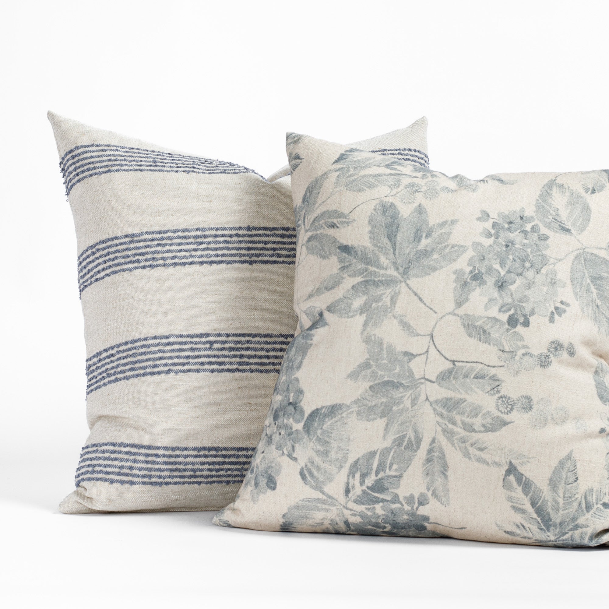 Finn Stripe 22x22 Decorative Throw Pillow Cover - Soft Denim Blue & White Striped Cushion for Sofa, Bed, or Chair - Perfect for Living Room, Bedroom & Home Decor