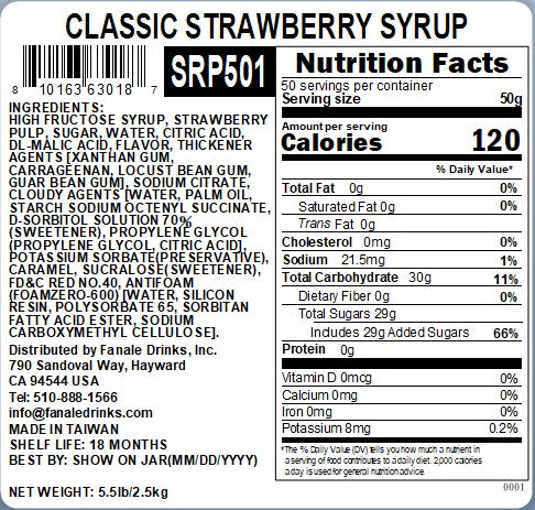 Premium Classic Strawberry Syrup - 5.5 lb Bottle (6-Pack Case) | Perfect for Desserts, Milkshakes, Ice Cream Toppings & Cocktail Mixing