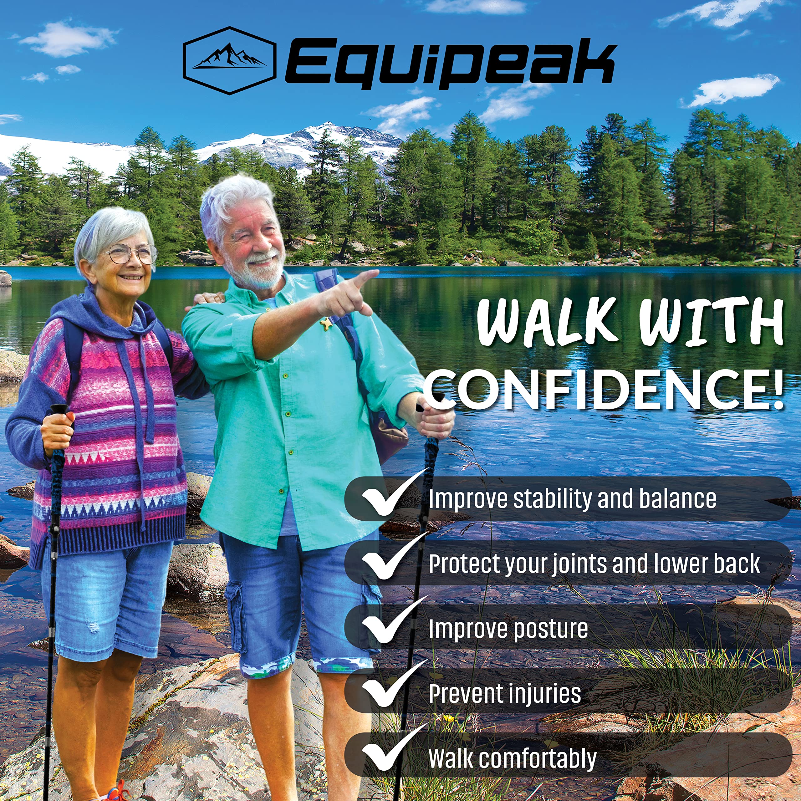 Premium Collapsible Hiking Poles - Lightweight Adjustable Trekking Sticks with Cork Grip & Foam Handle | Quick Lock Folding Design for Men, Women & Seniors | Perfect for Mountain Hiking, Backpacking & Outdoor Adventures