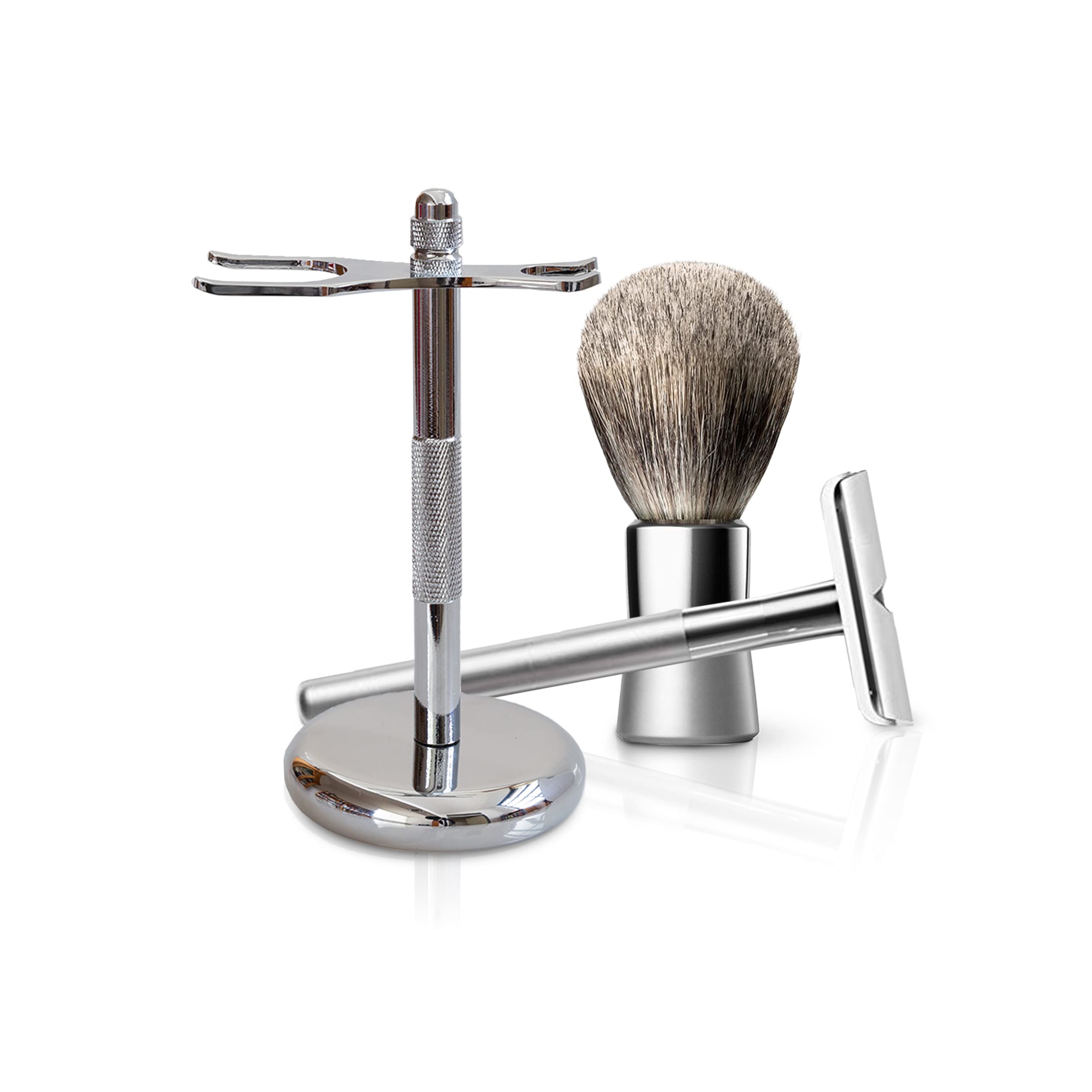 Premium Bevel Men's Safety Razor Shaving Kit - Double Edge Razor, Vegan Shaving Brush & Stand | Perfect for Wet Shaving, Travel & Gifts for Him