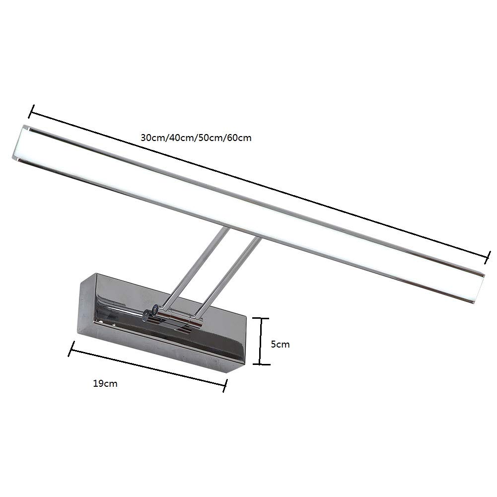 12 Inch 6W LED Vanity Light Fixture - Chrome Stainless Steel Bathroom Wall Sconce with 6000K White Light - Perfect for Mirror Front Wall Lighting in Bathrooms & Dressing Rooms