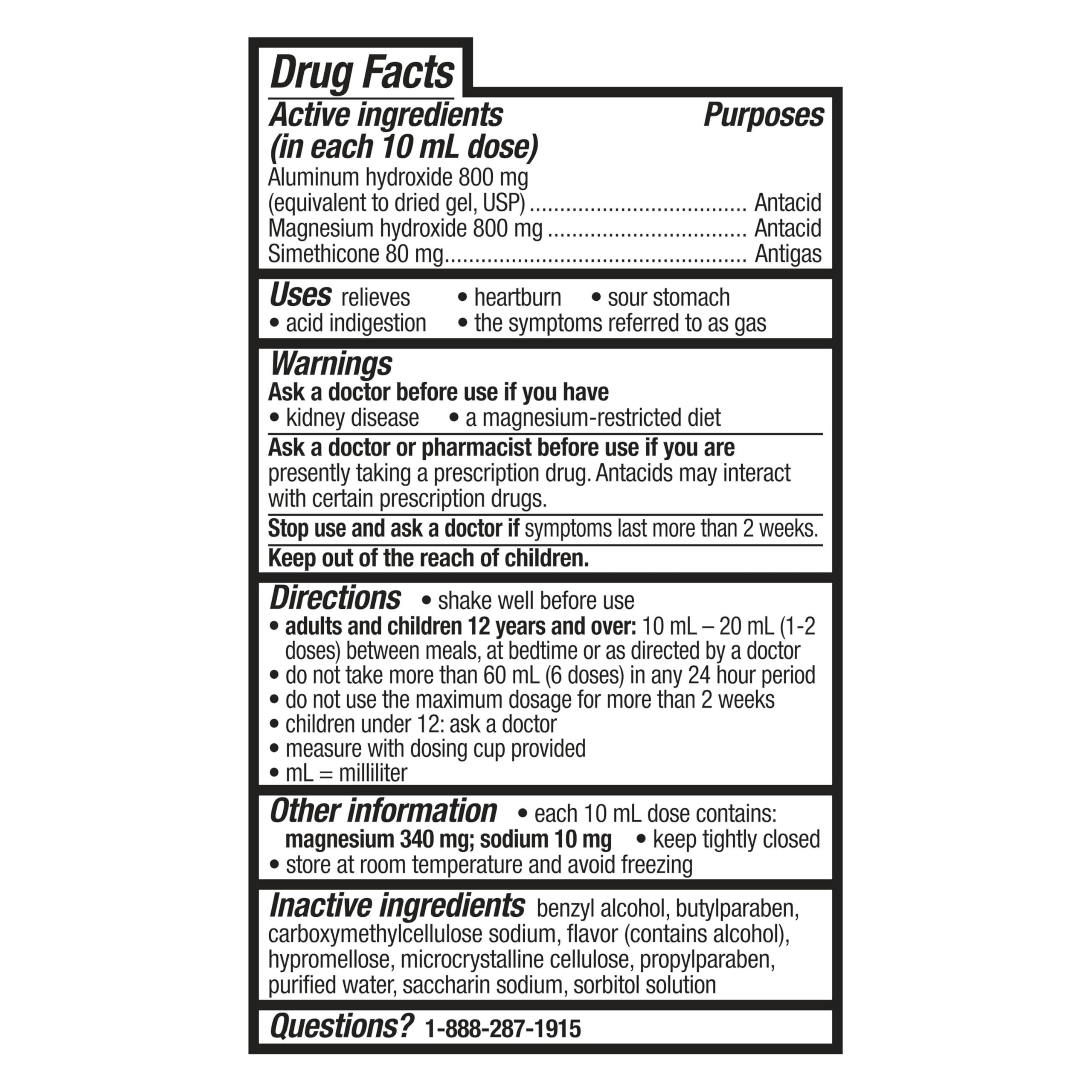 Equate Maximum Strength Antacid Liquid - Original Flavor (2 Pack, 12 fl oz) | Fast Heartburn & Acid Reflux Relief | Perfect for Home, Office & Travel Use