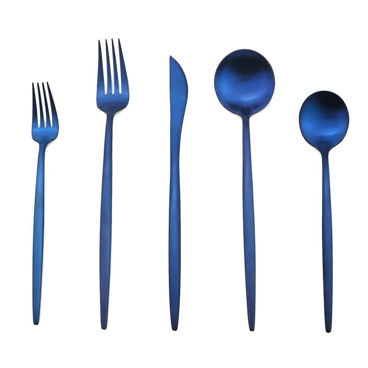 Premium 40-Piece Gugrida Flatware Set - Blue Stainless Steel Silverware Cutlery for 8 People | 304 Stainless Steel, Matte Polished Finish, Dishwasher Safe | Perfect for Dinner Parties, Weddings & Everyday Dining