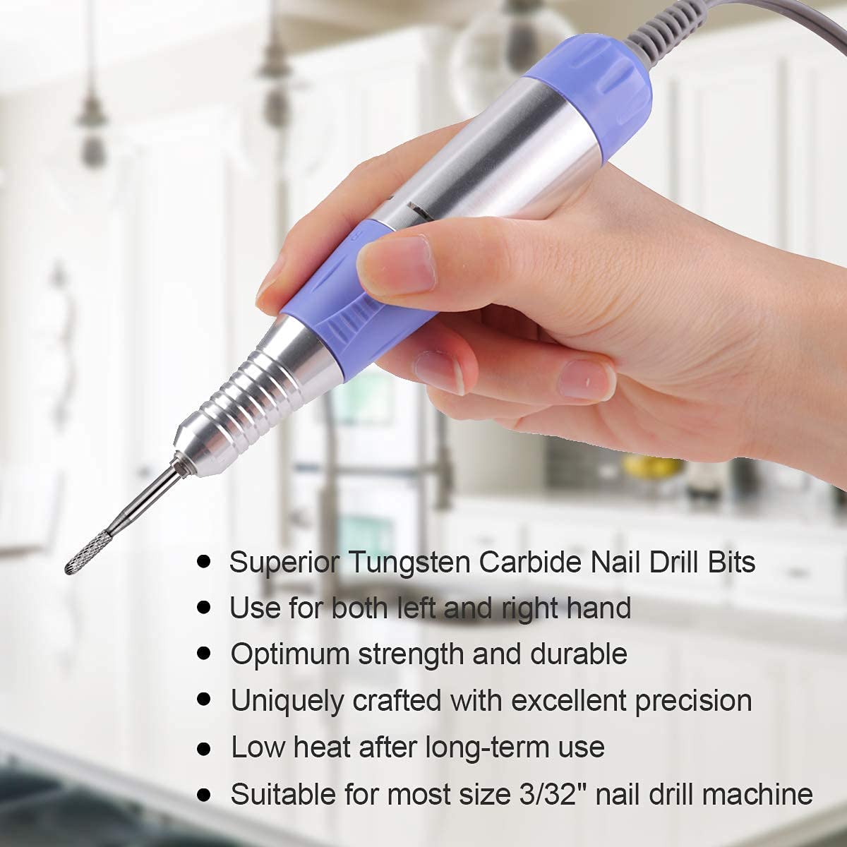 Makartt Geneviere Professional Electric Nail Drill Machine Kit with 3XF Drill Bits - Portable Manicure Pedicure Tool for Salon & Home Nail Care